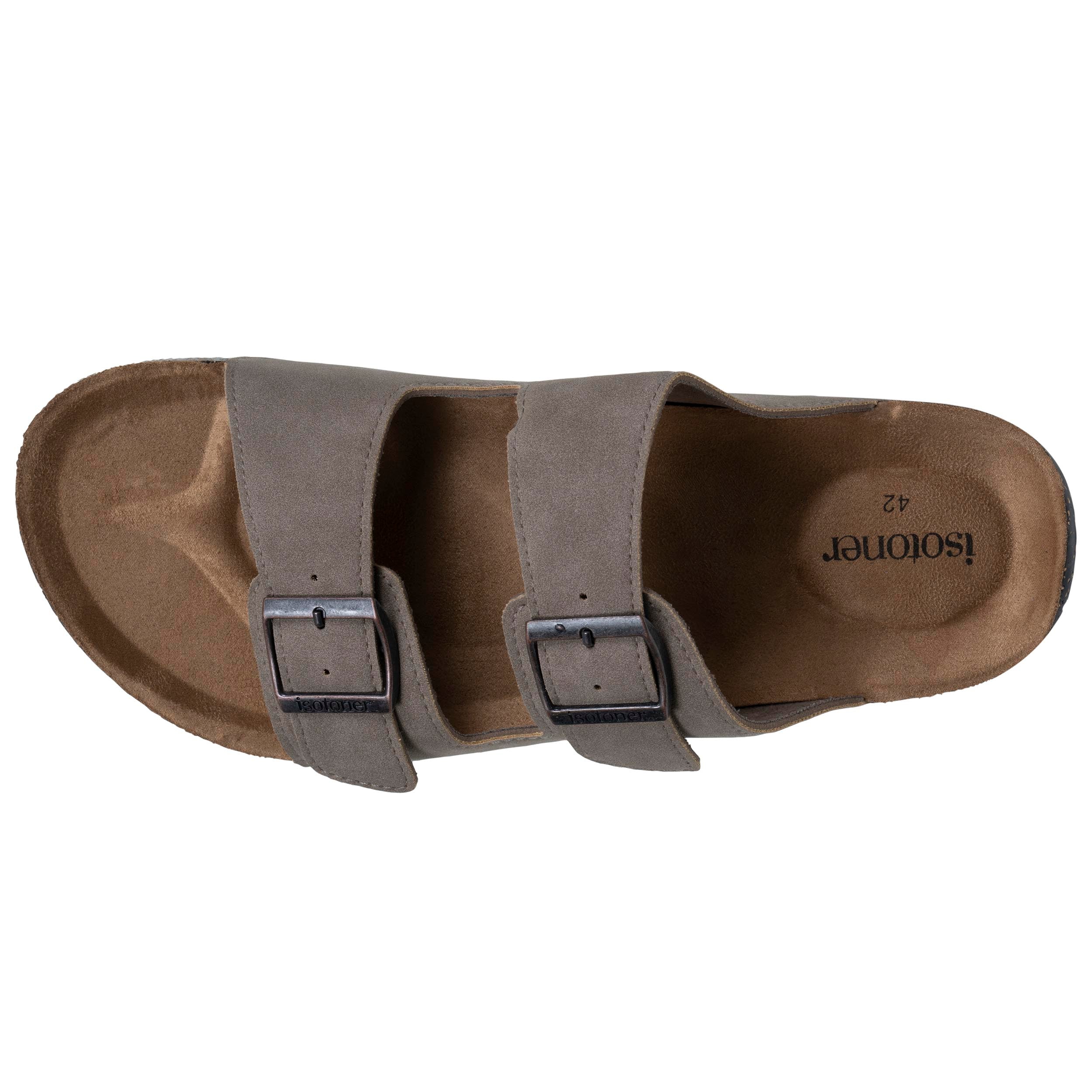 isotoner-mules-sandales-homme-double-bride-taupe-xtra-flex image 2