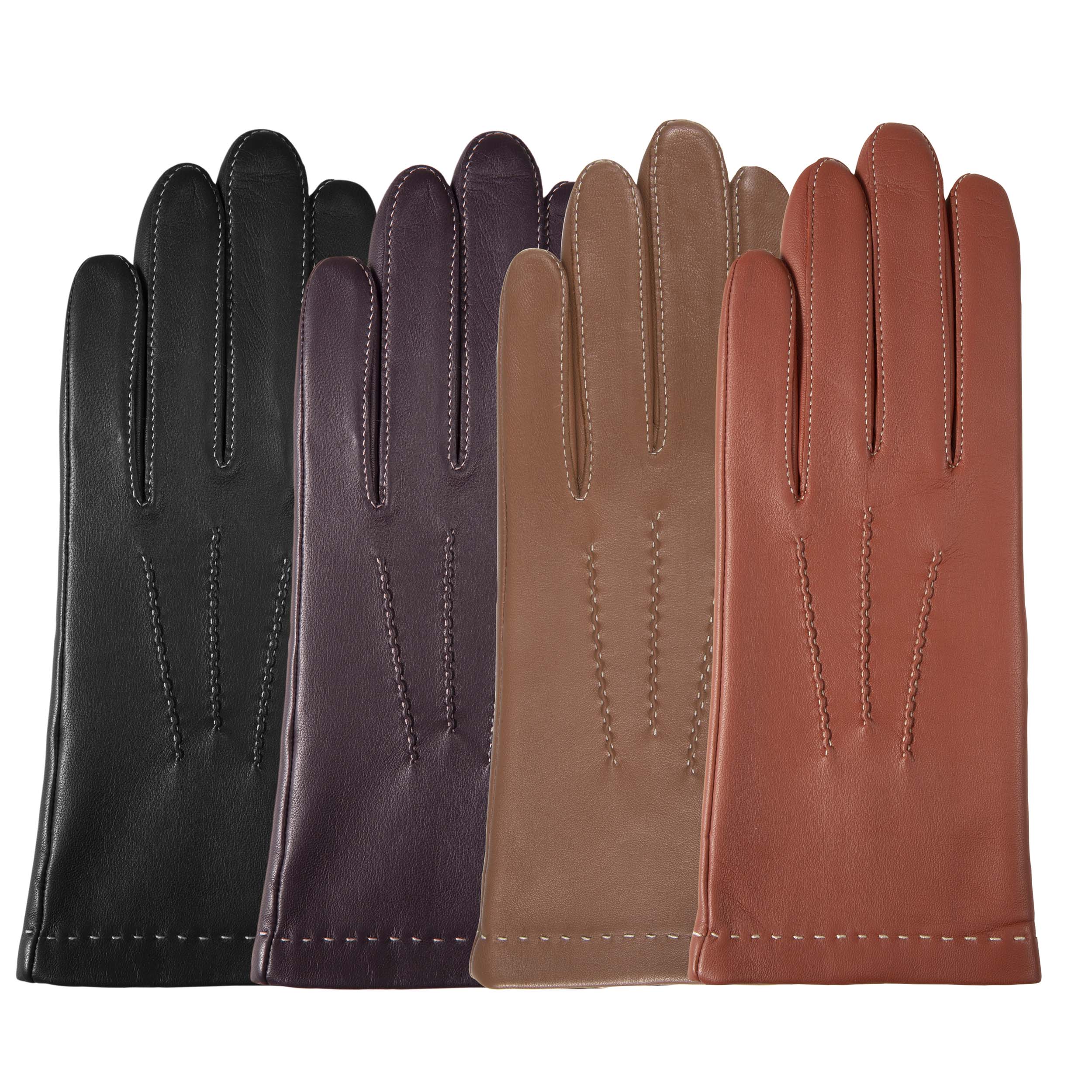 isotoner-gants-femme-cuir-d-agneau-noir-pleine-fleur-doublure-soie image 2