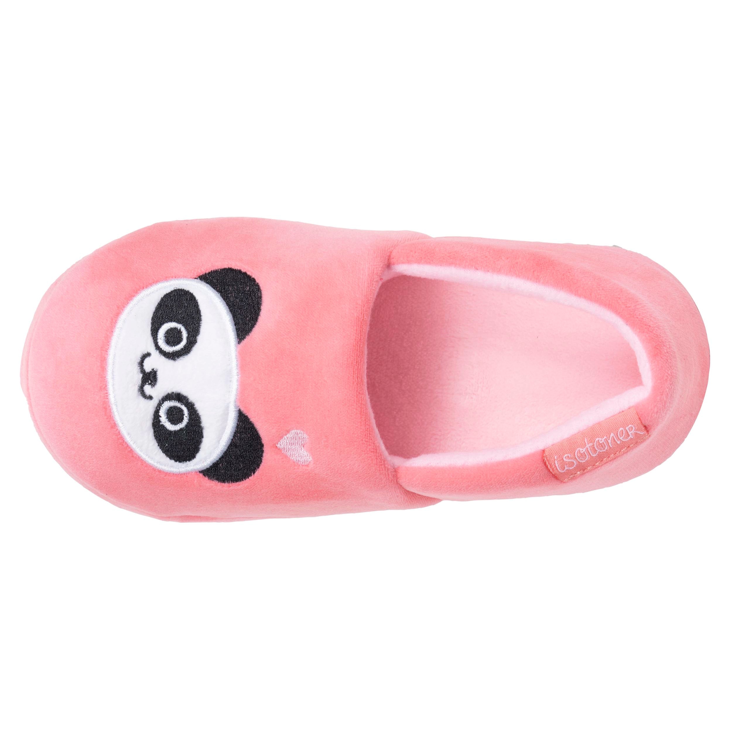 isotoner-chaussons-slippers-enfant-velours-panda-rose image 2