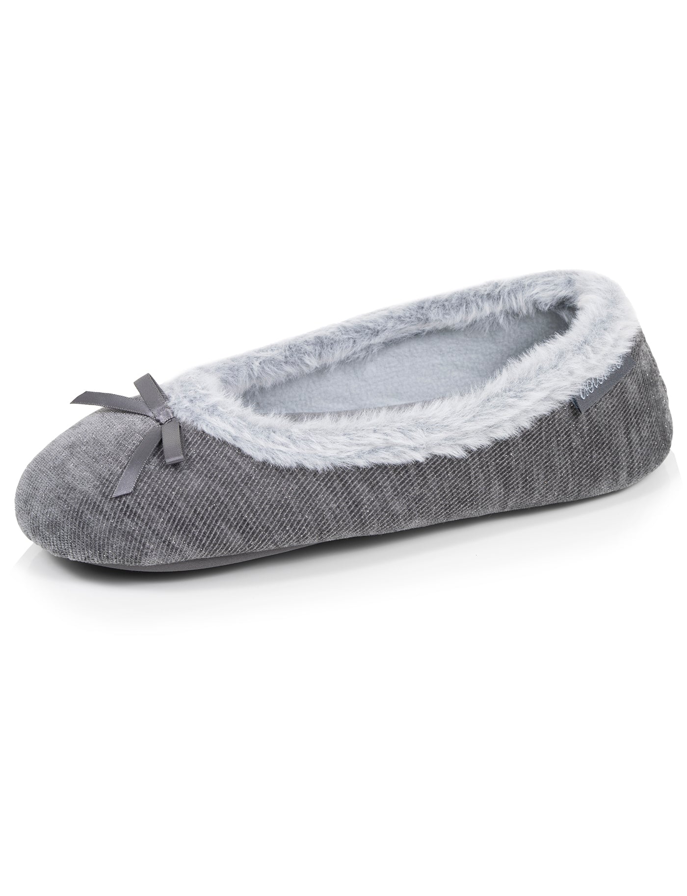 isotoner-chaussons-ballerines-femme-paillet-gris-fonc image 6