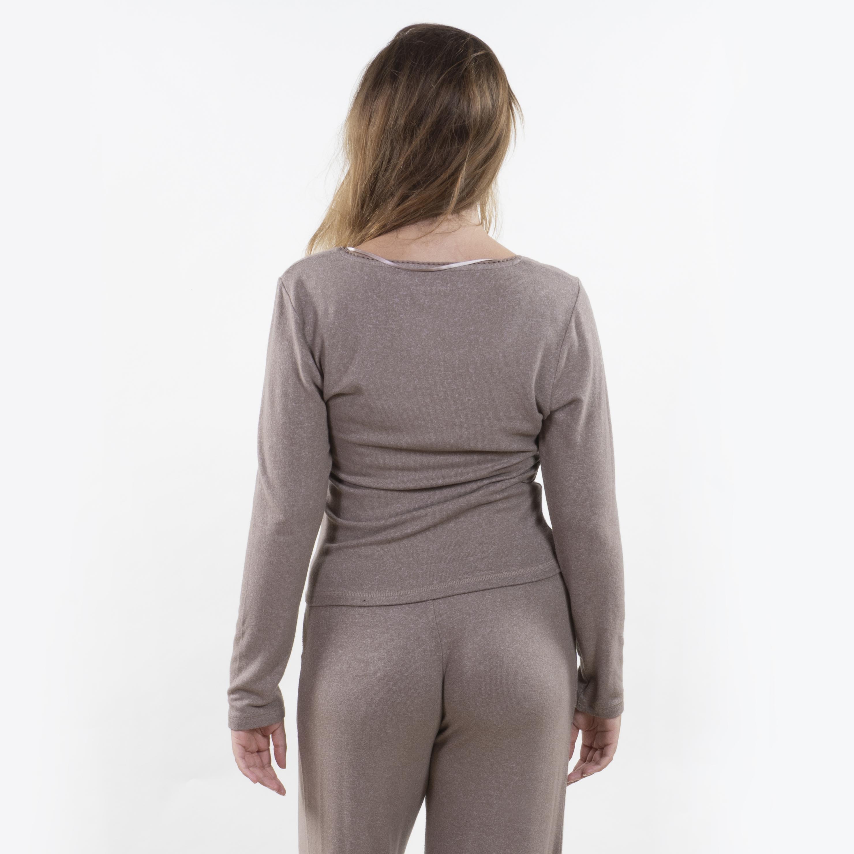 isotoner-pantalon-large-femme-taupe-chin-viscose-ecovero image 3