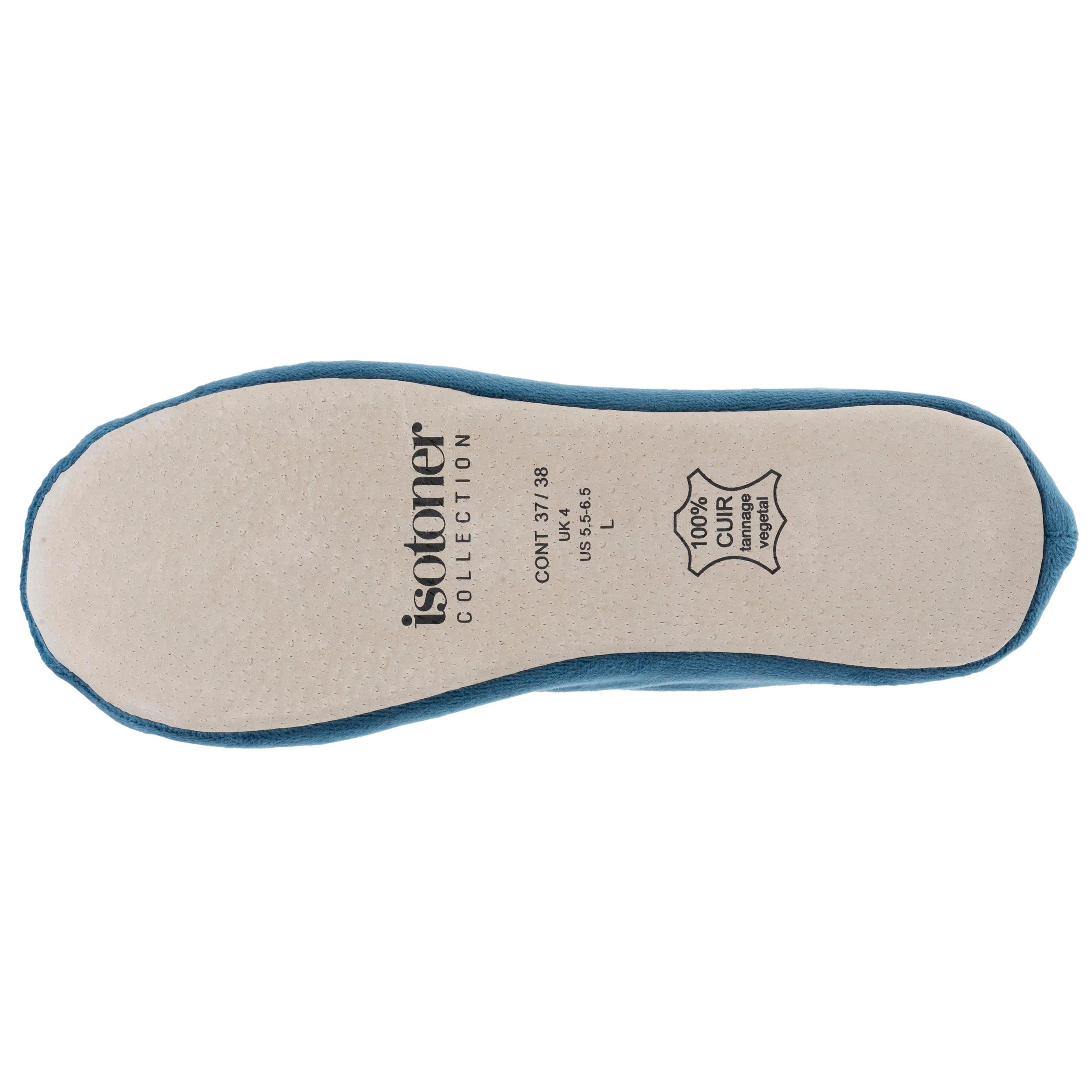 isotoner-chaussons-ballerines-femme-grand-n-ud-bleu-fleurs image 5