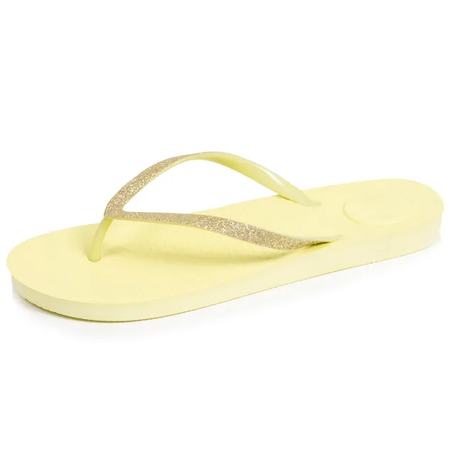 isotoner-tongs-femme-tige-paillettes-jaune image 1