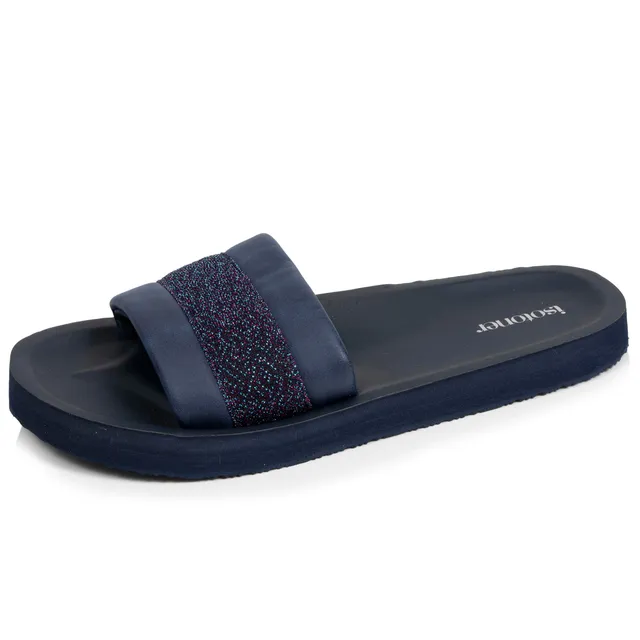 isotoner-mules-claquettes-femme-moul-es-marine-paillet image 1