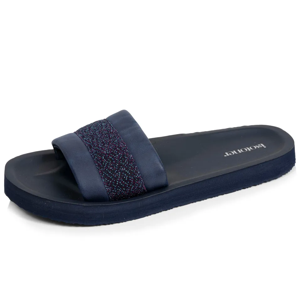 isotoner-mules-claquettes-femme-moul-es-marine-paillet image 1