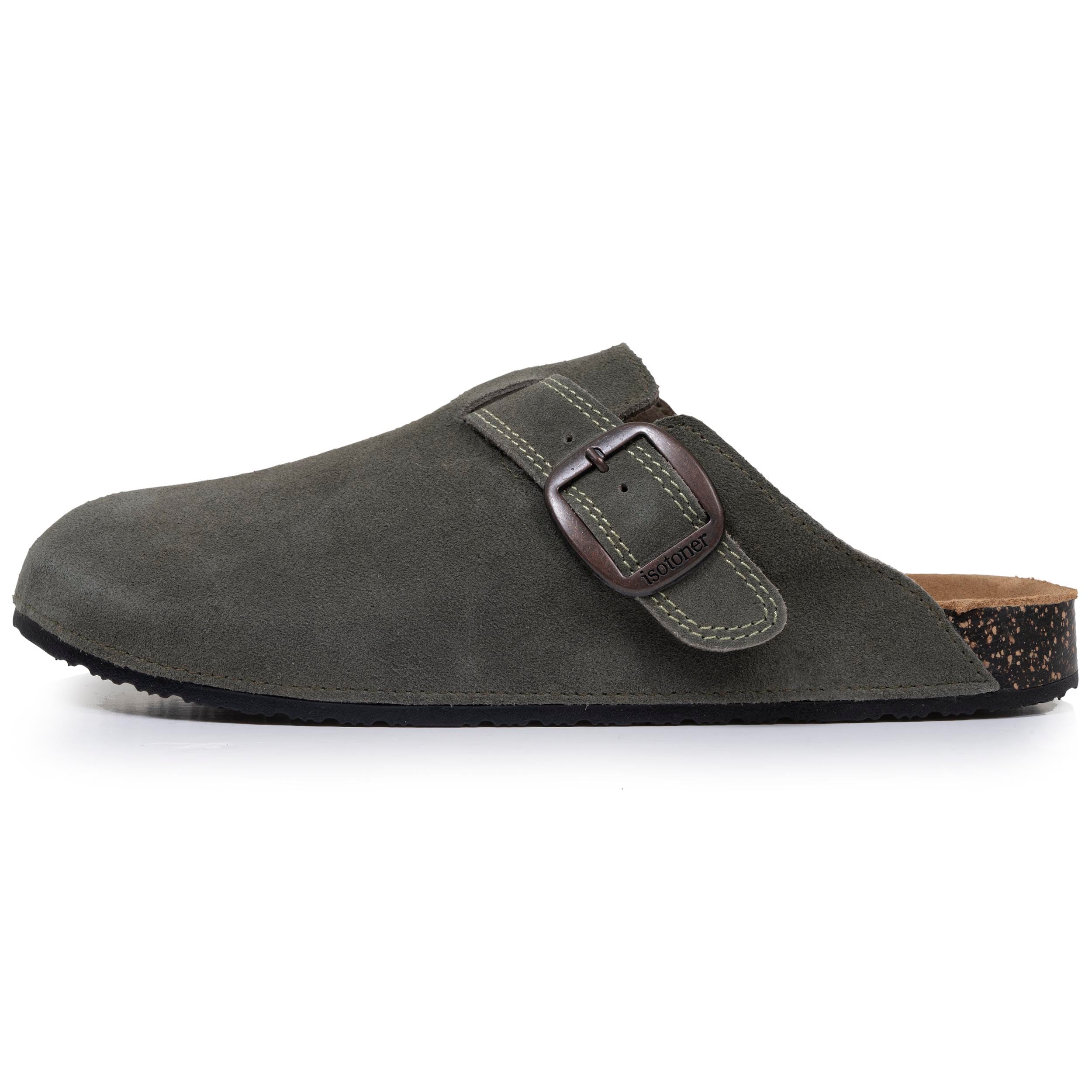 isotoner-sabots-femme-cuir-double-surpiq-res-kaki-xtra-flex image 4