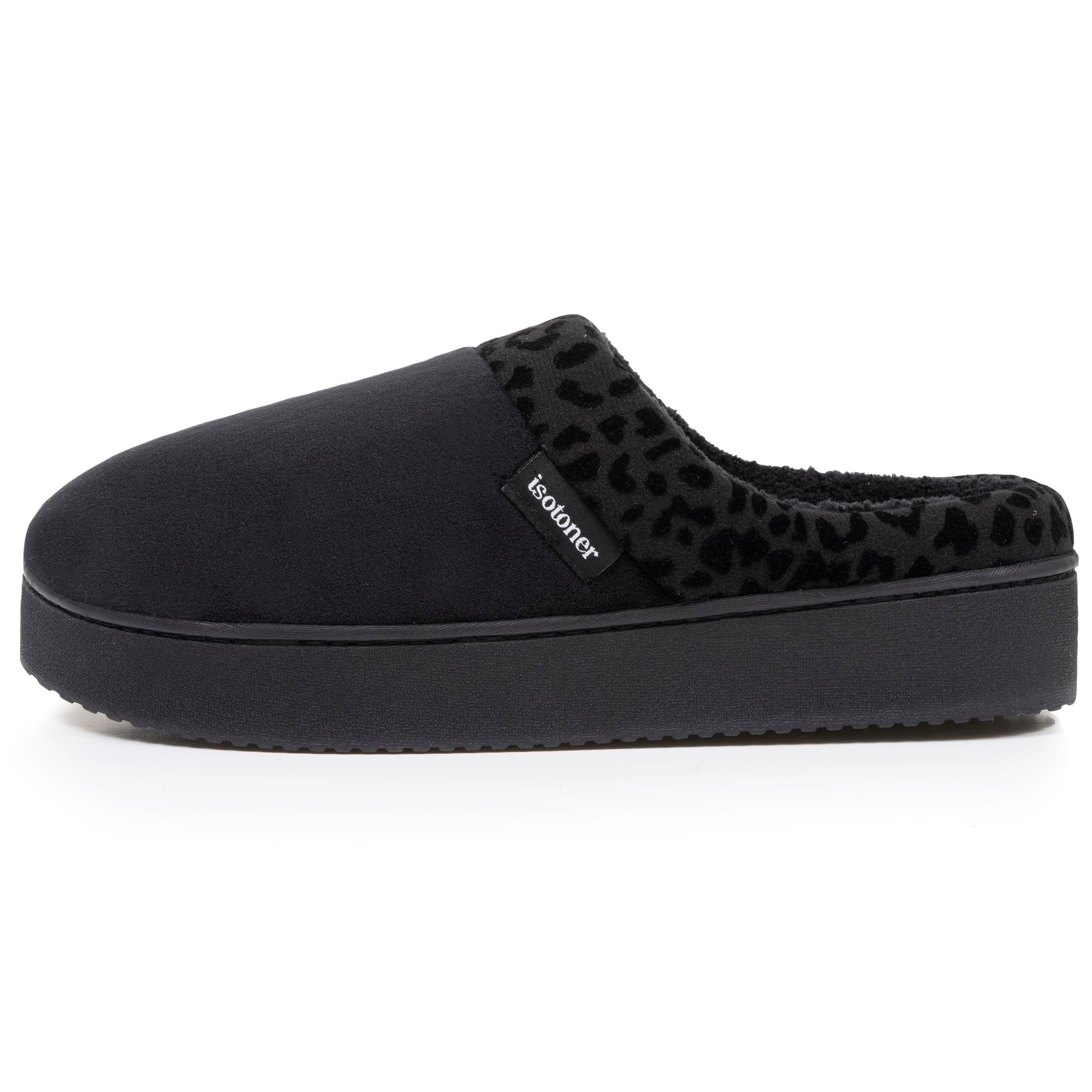 isotoner-chaussons-mules-plateforme-l-opard-noir-femme image 4