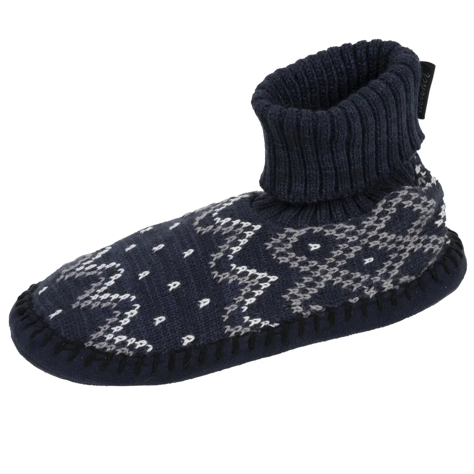 isotoner-chaussons-scandinaves-homme-jacquard-marine image 1