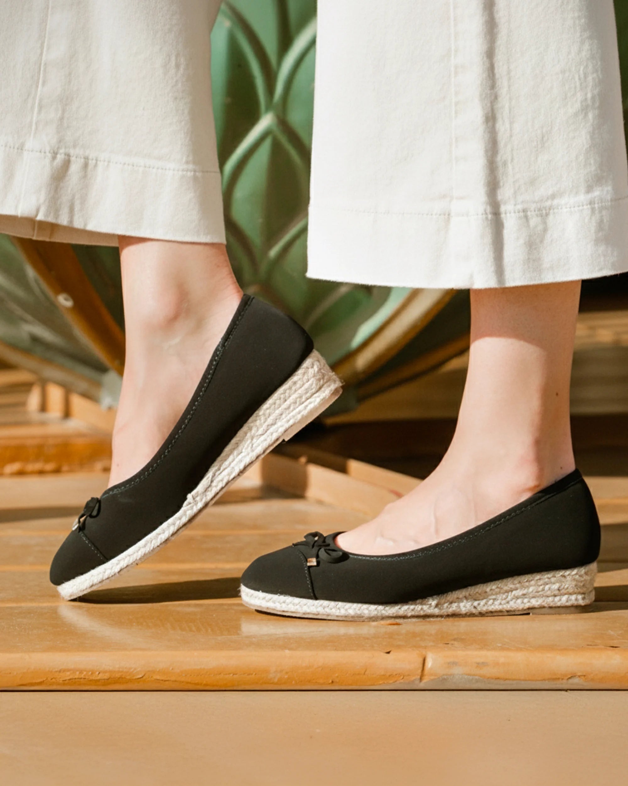 isotoner-ballerines-femme-talon-corde-compens-noir image 2
