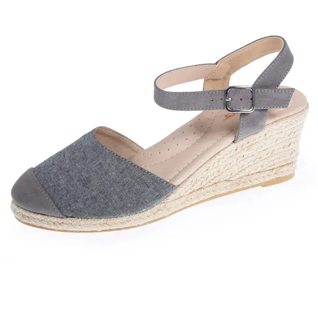 isotoner-espadrilles-ferm-es-femme-talon-corde-grise-6-cm image 1