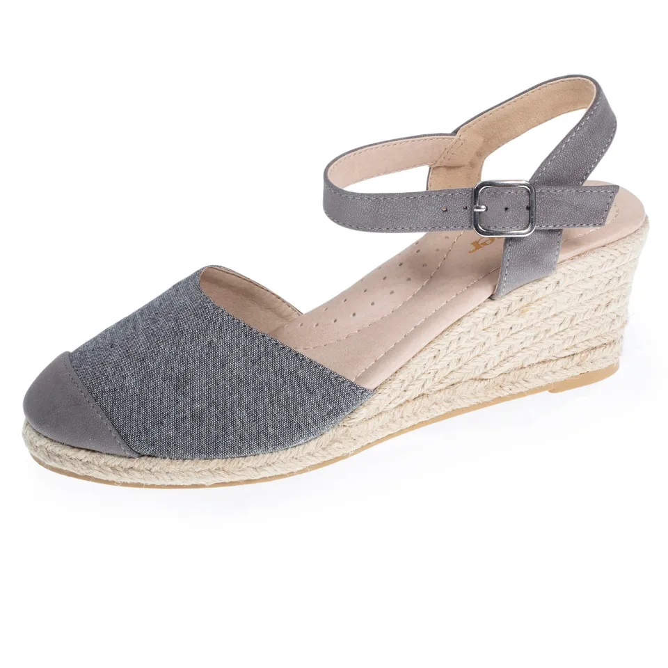 isotoner-espadrilles-ferm-es-femme-talon-corde-grise-6-cm image 1