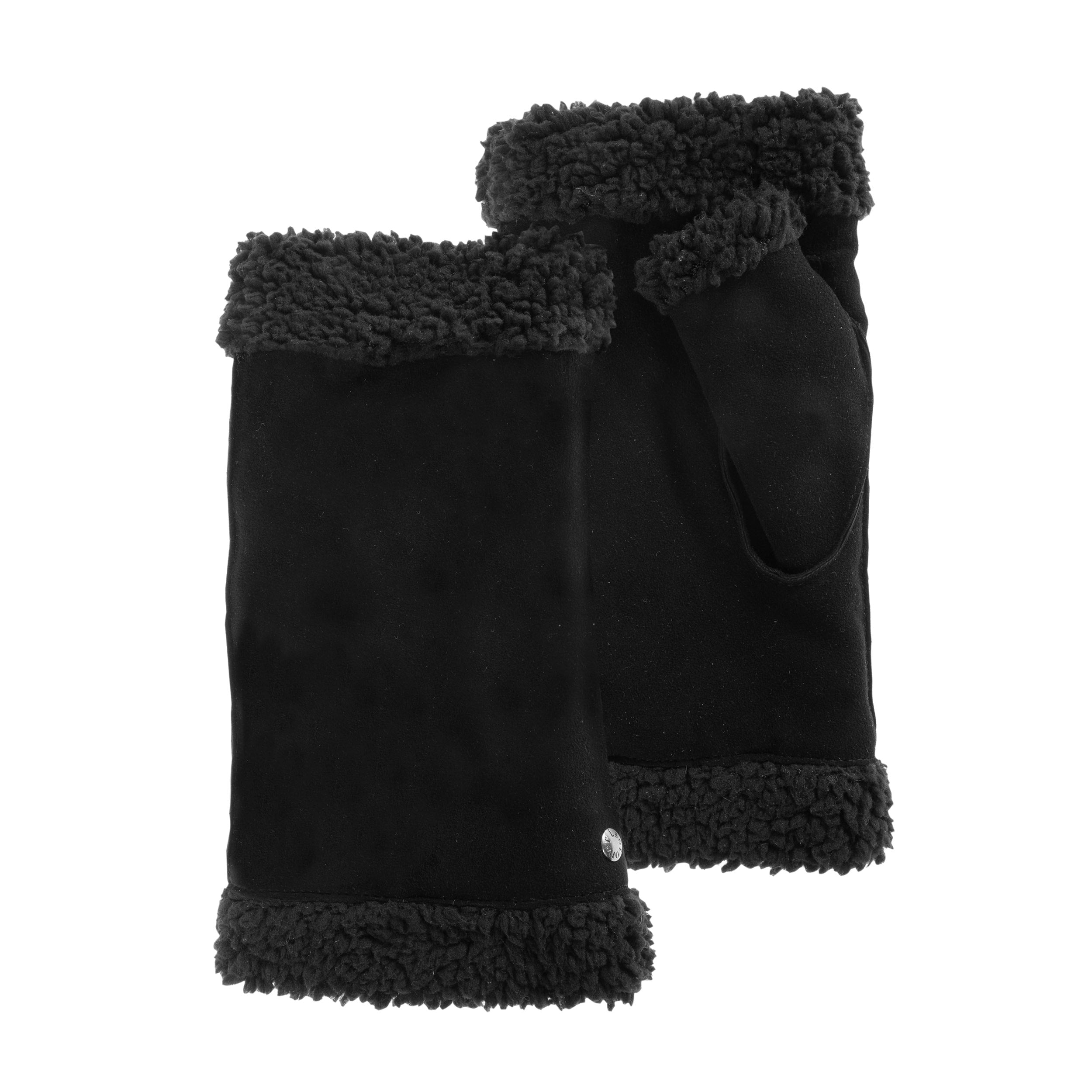 isotoner-mitaines-femme-cuir-imitation-fourrure-noir image 1