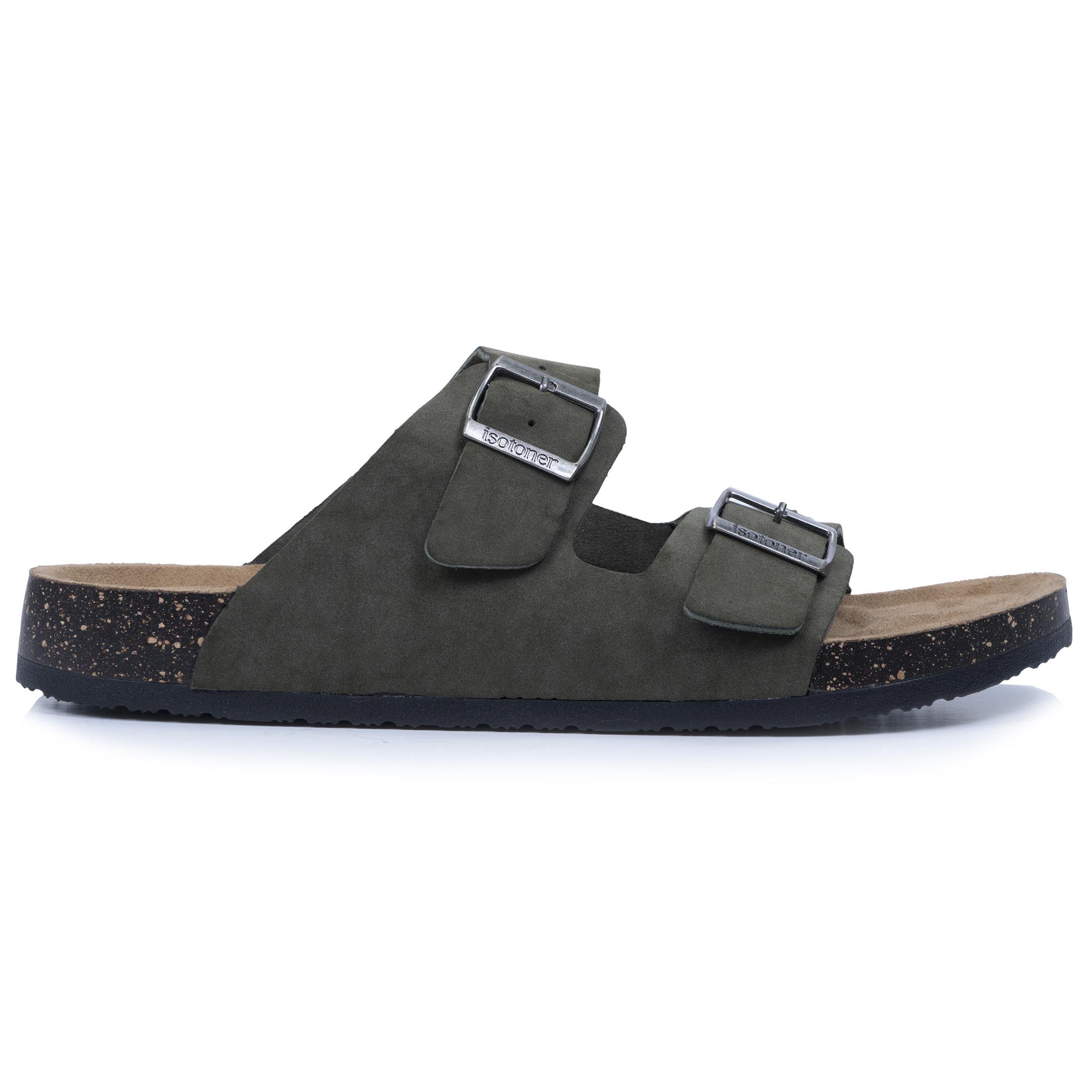 isotoner-mules-sandales-homme-double-bride-kaki-r-glable image 8