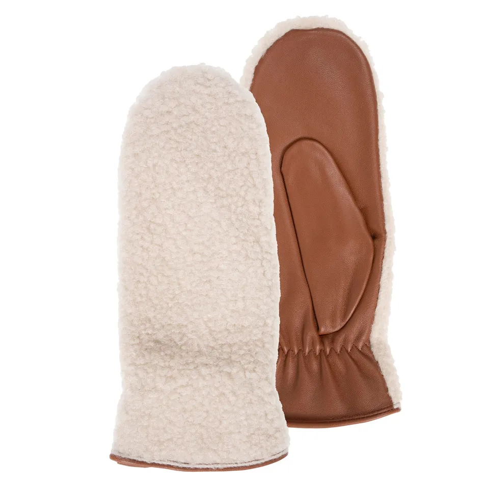isotoner-moufles-femme-cuir-chaud-cognac image 1