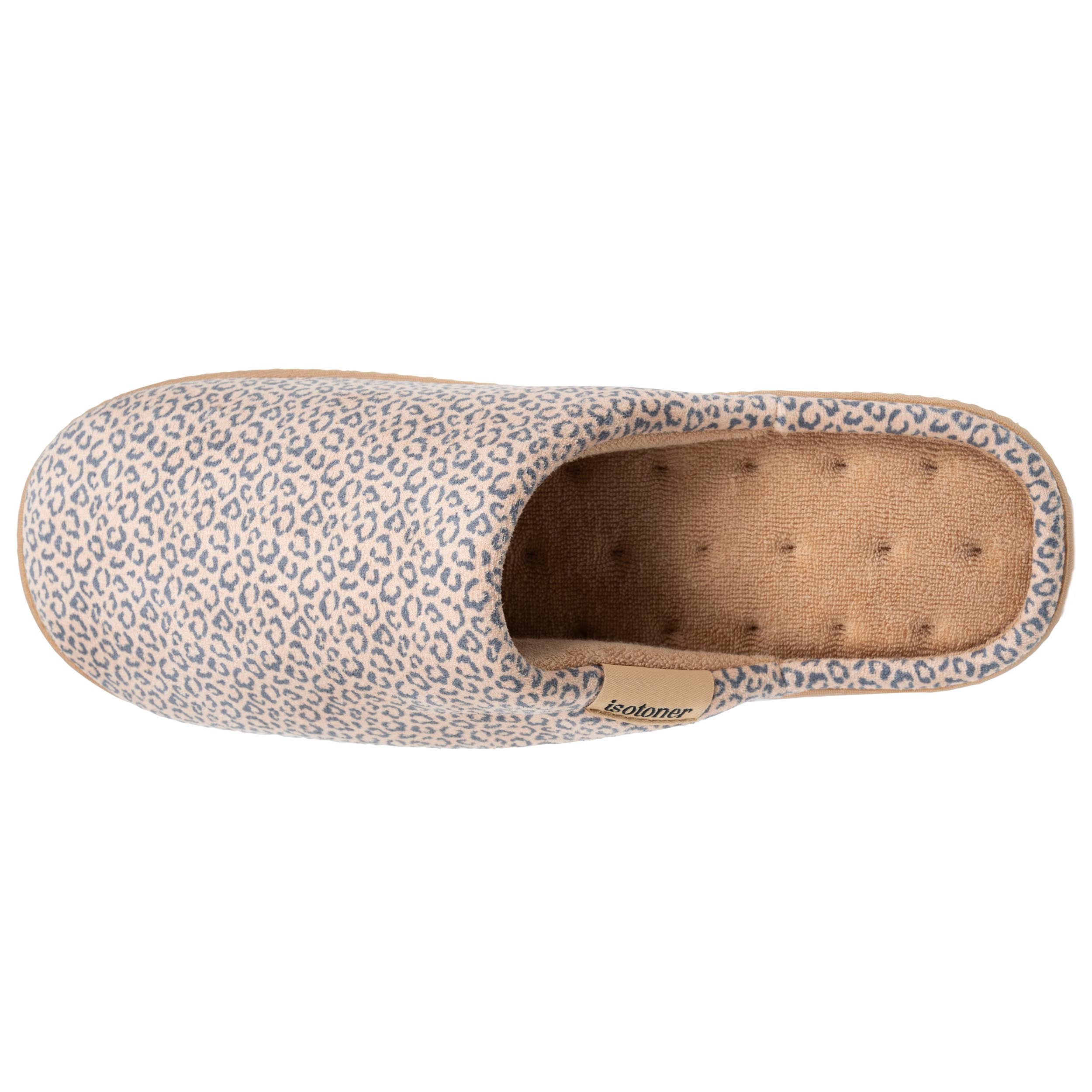 isotoner-chaussons-mules-femme-l-opard-beige-m-moire-de-forme image 3