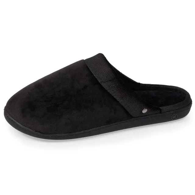 isotoner-chaussons-mules-ergo-homme-noir-micro-velours image 1