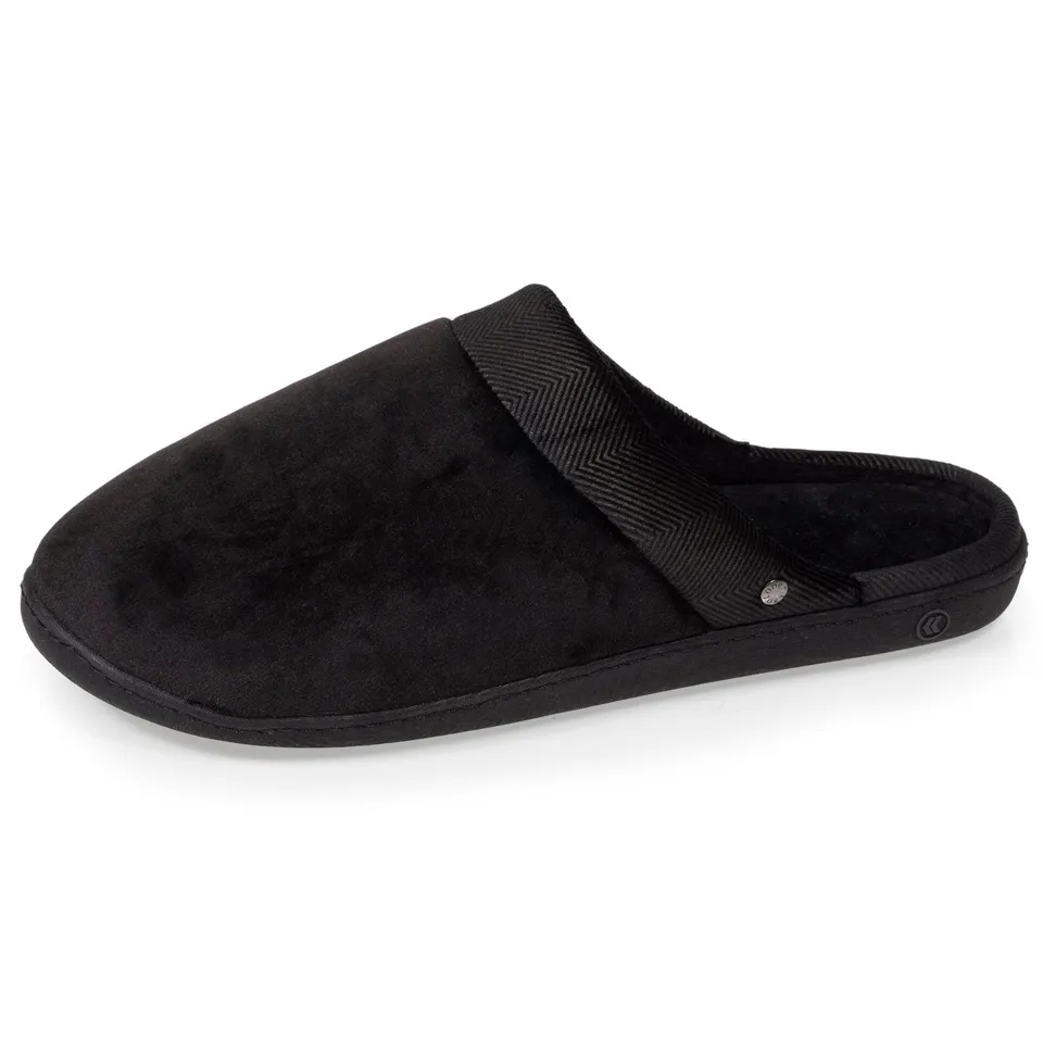 isotoner-chaussons-mules-ergo-homme-noir-micro-velours image 1