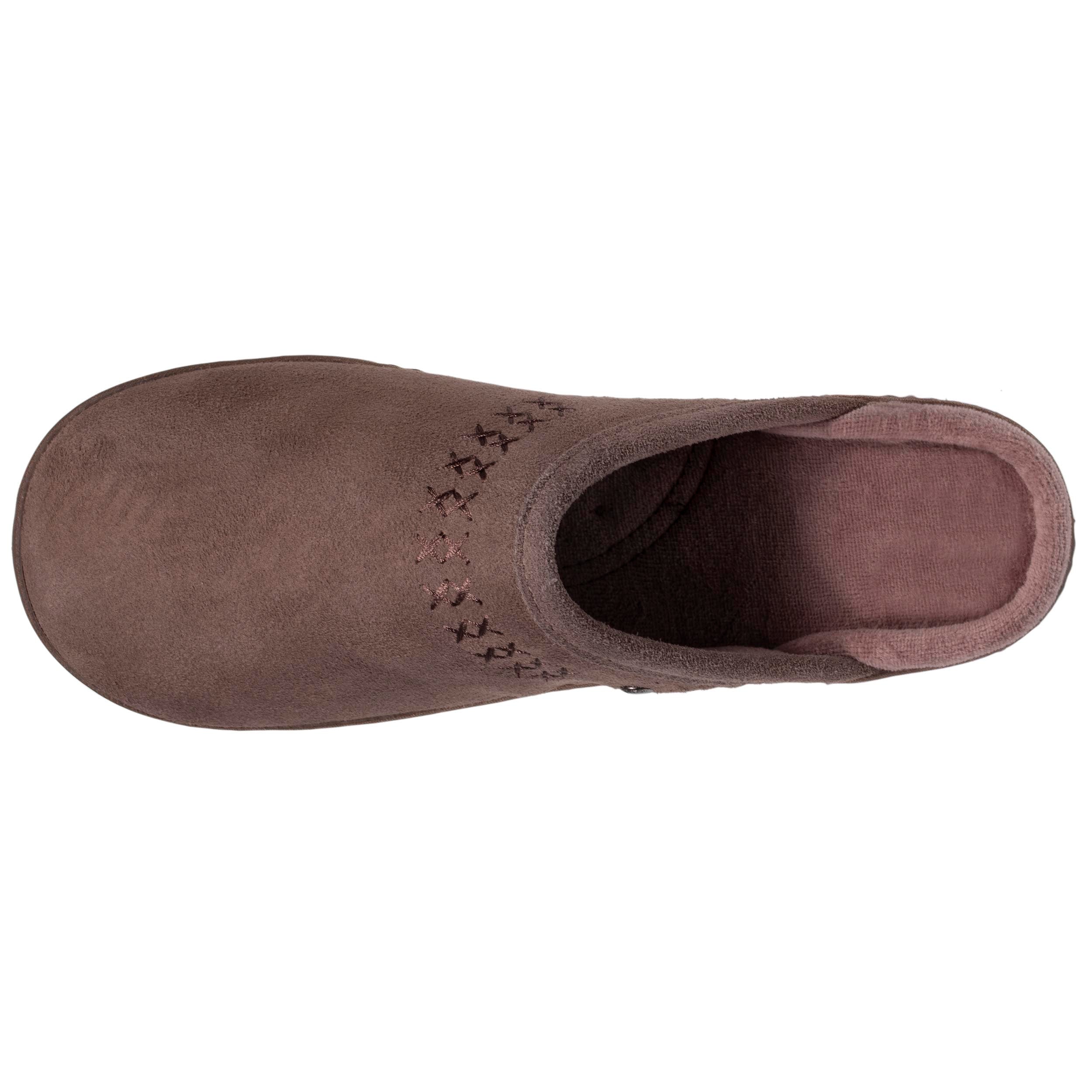 isotoner-chaussons-mules-cuir-femme-taupe-les-premium image 2
