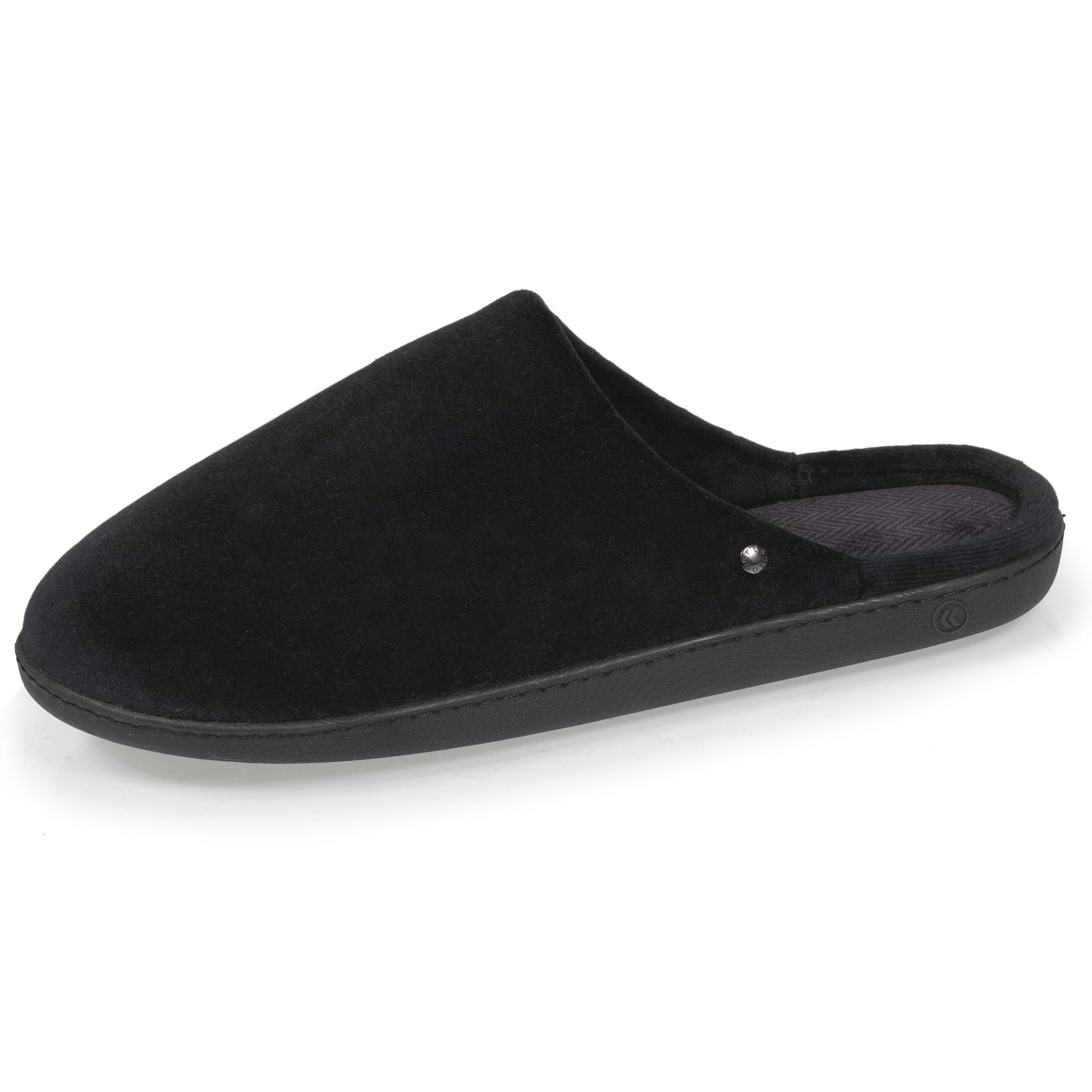 isotoner-chaussons-mules-homme-noir-chevrons-coton-bio image 1