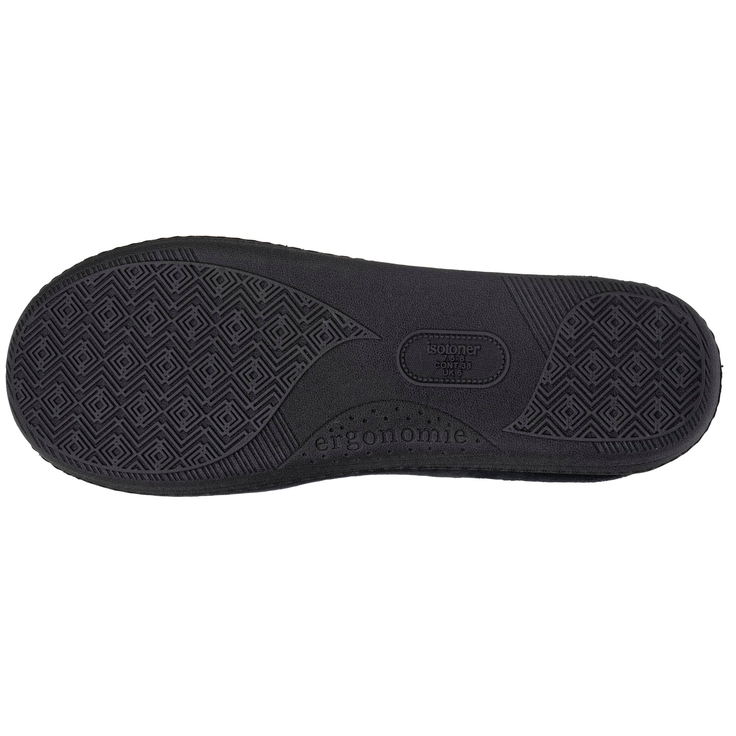 isotoner-everywear-chaussons-mules-femme-noir-rayures-m-moire image 5