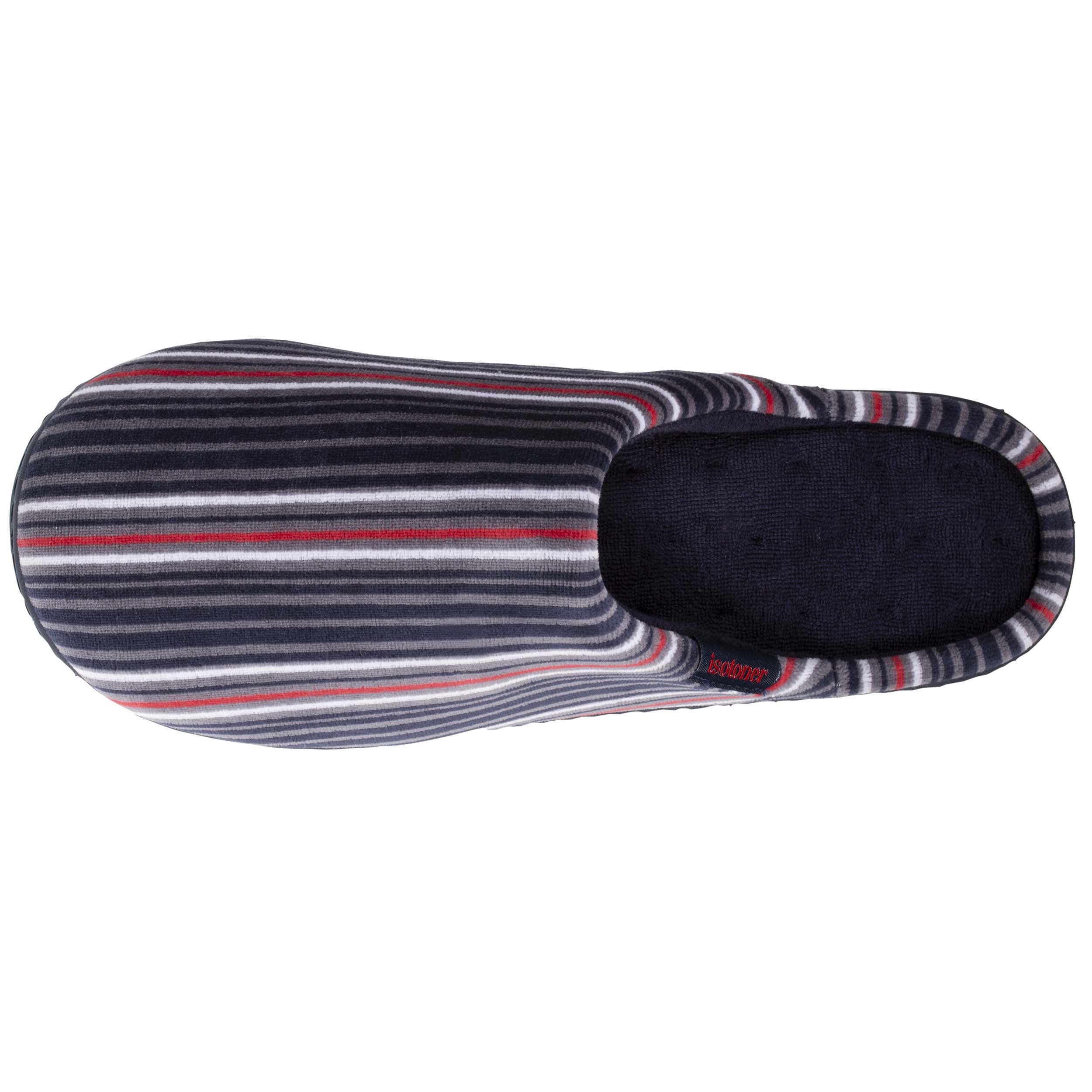 isotoner-chaussons-mules-homme-rayures-bleues-m-moire-de-forme image 2