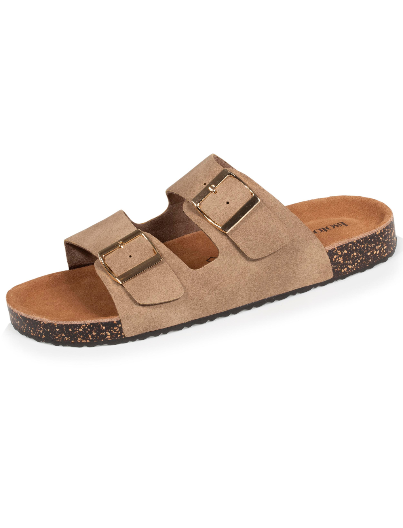 isotoner-mules-sandales-femme-double-bride-taupe image 6