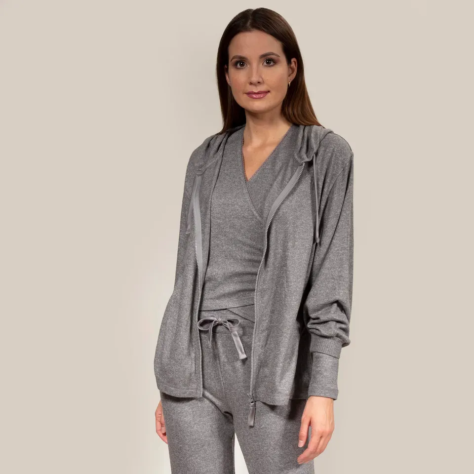 isotoner-sweat-shirt-capuche-femme-gris-chin image 1