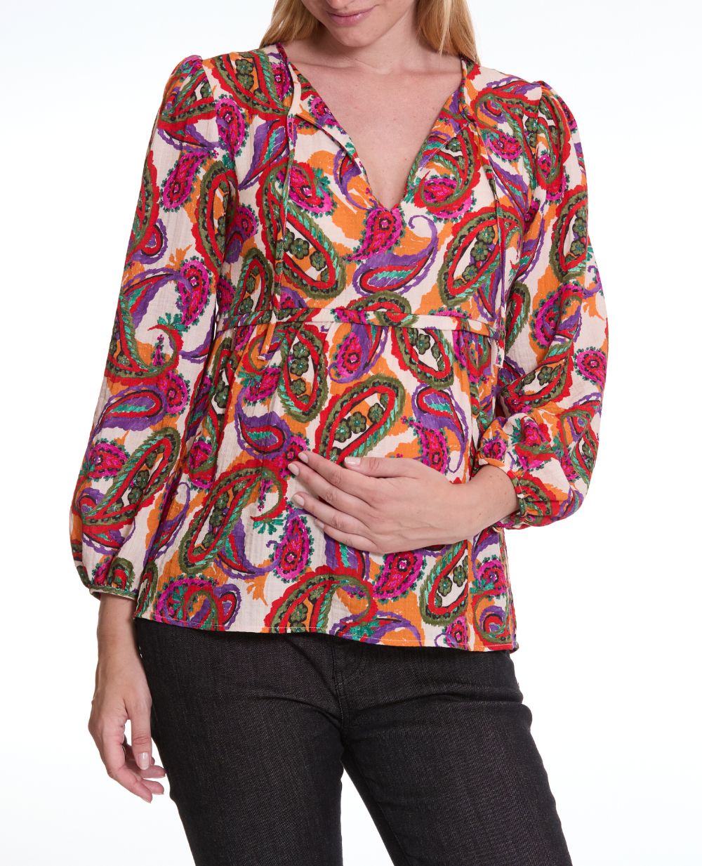 cache-c-ur-latina-blouse-manches-ballon-grossesse-et-allaitement-multico image 5
