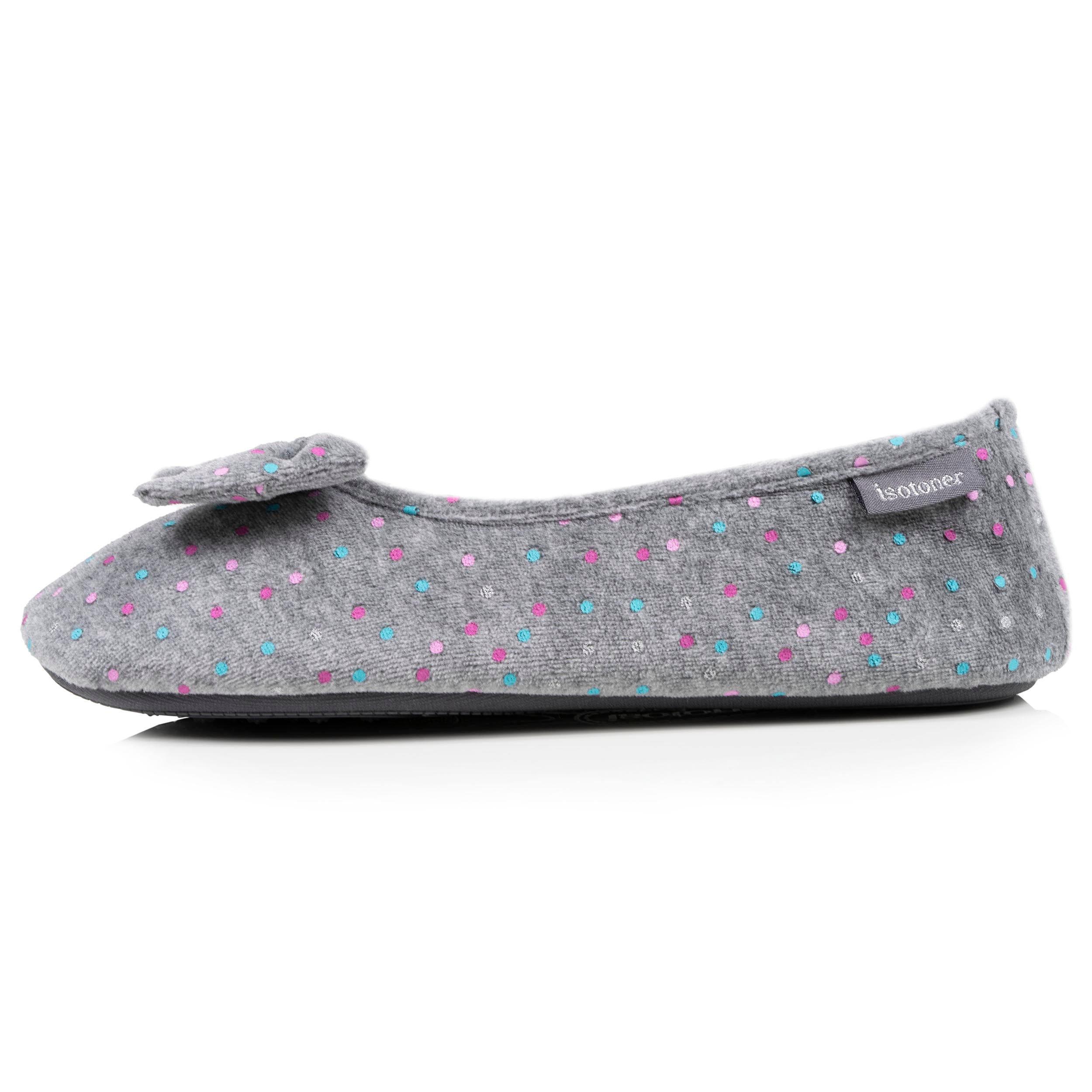 isotoner-chaussons-ballerines-femme-pois-gris-m-moire-de-forme image 4