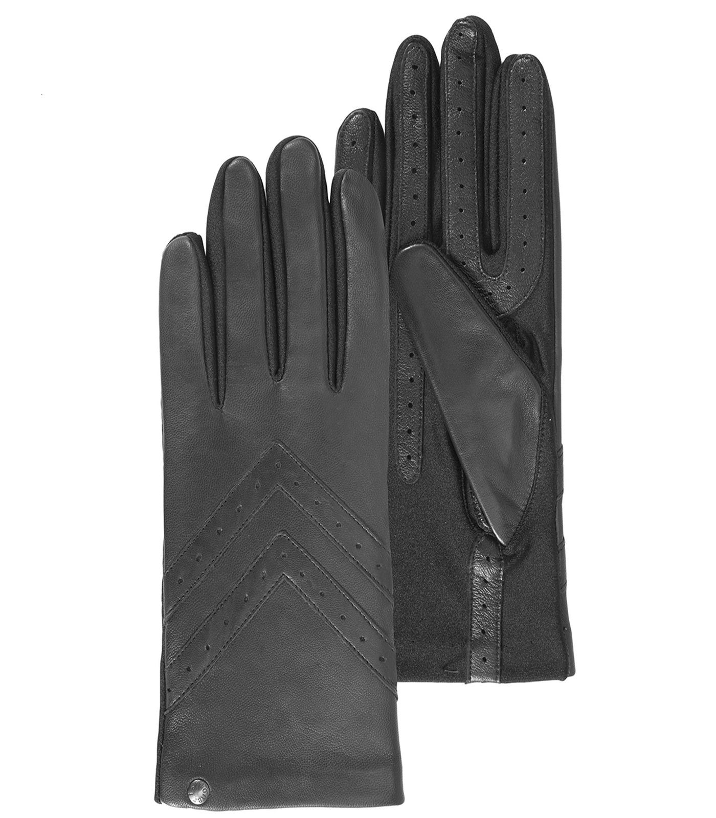 isotoner-gants-femme-tactiles-cuir-et-tissu-noir-smartouch image 6