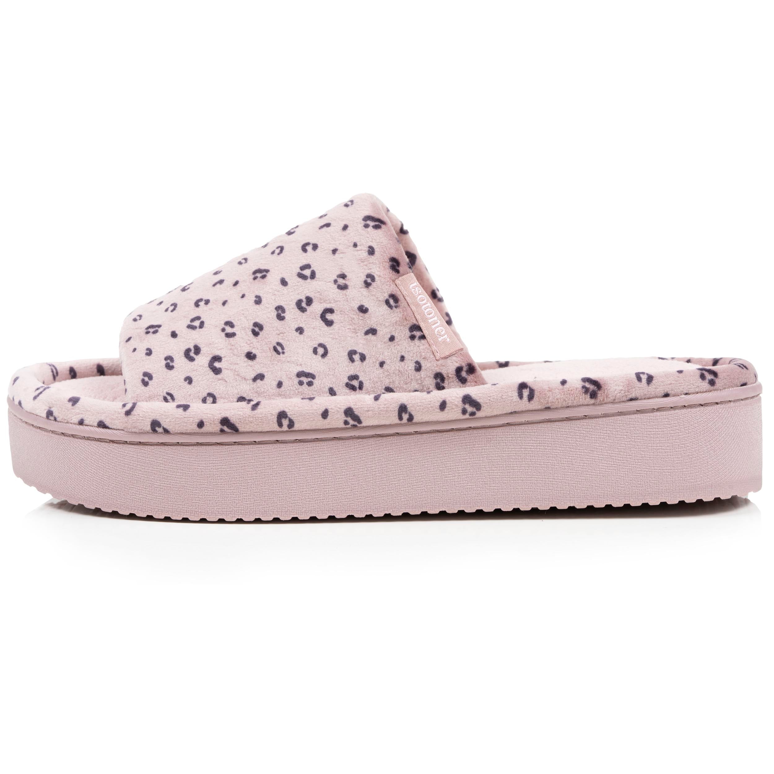 isotoner-chaussons-sandales-plateforme-femme-l-opard-rose image 4