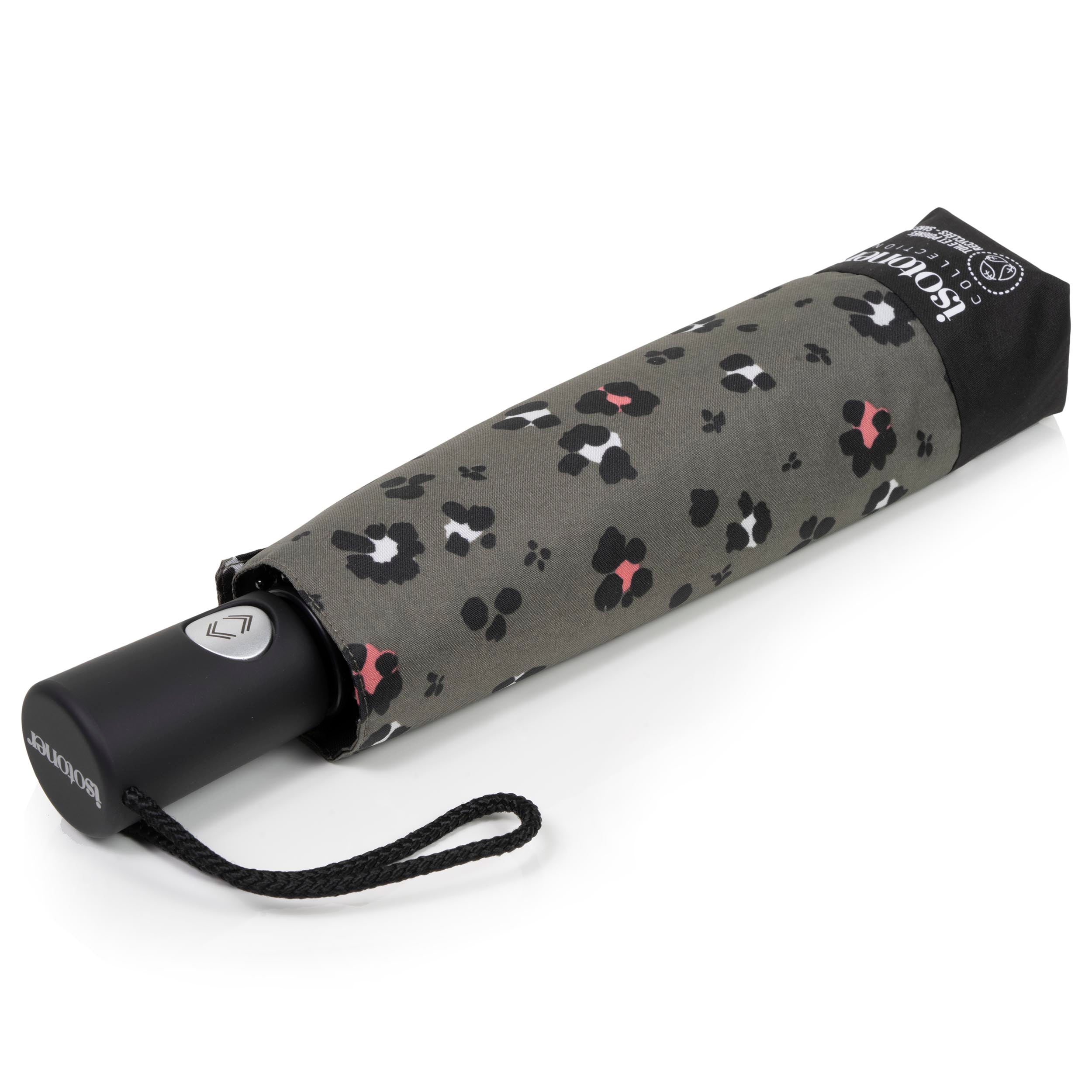 isotoner-parapluie-auto-l-opard-kaki-ouverture-fermeture-automatique image 1