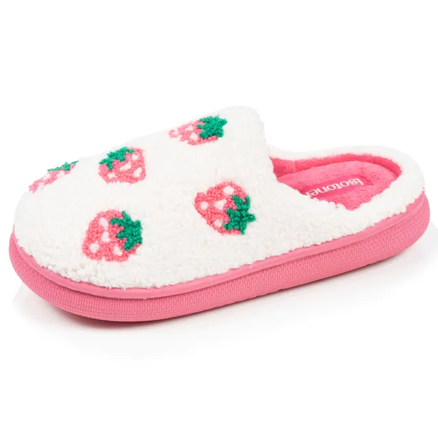 isotoner-chaussons-mules-junior-bloup-fille-ivoire-fraises image 1