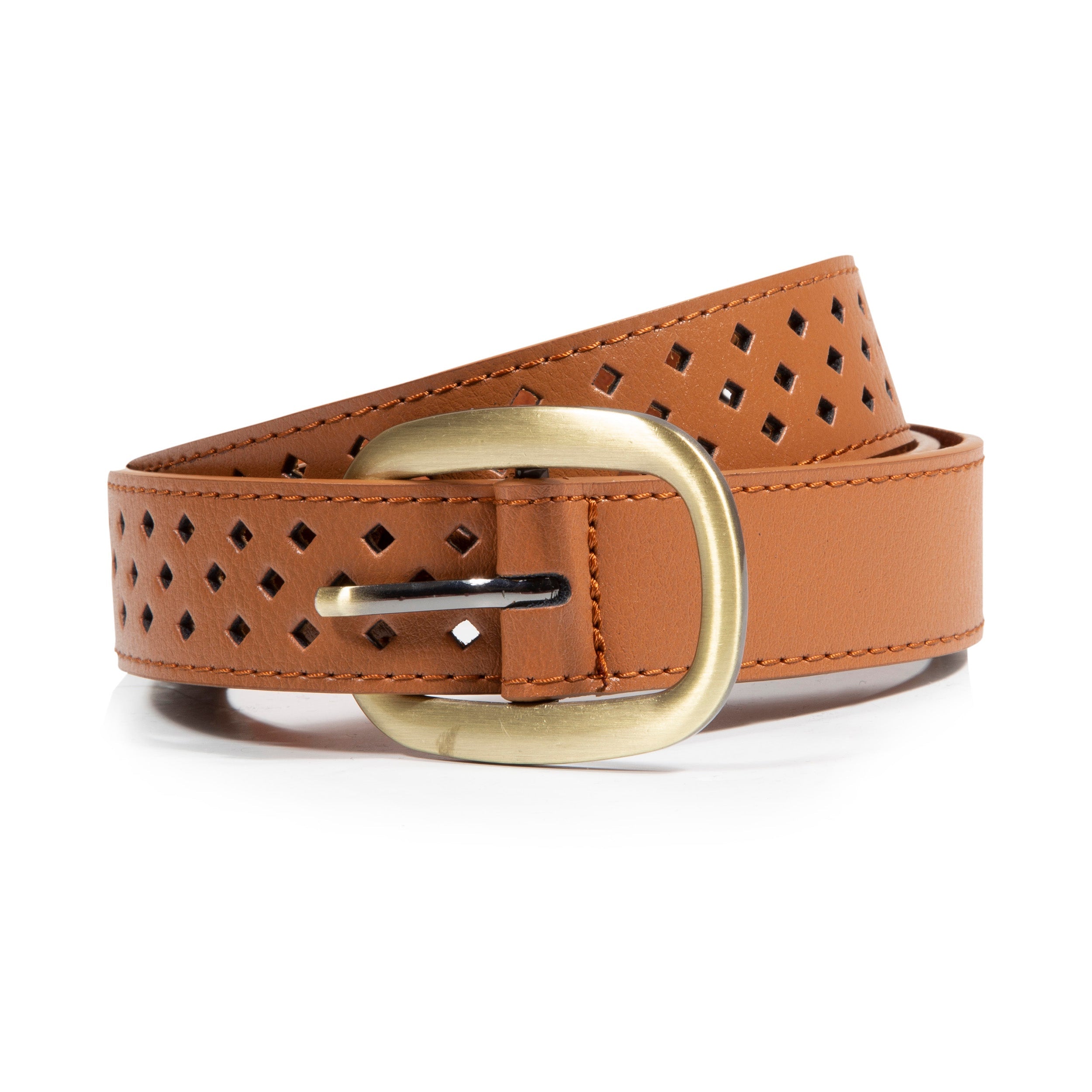 isotoner-ceinture-femme-ajour-e-camel-2-5-cm image 1