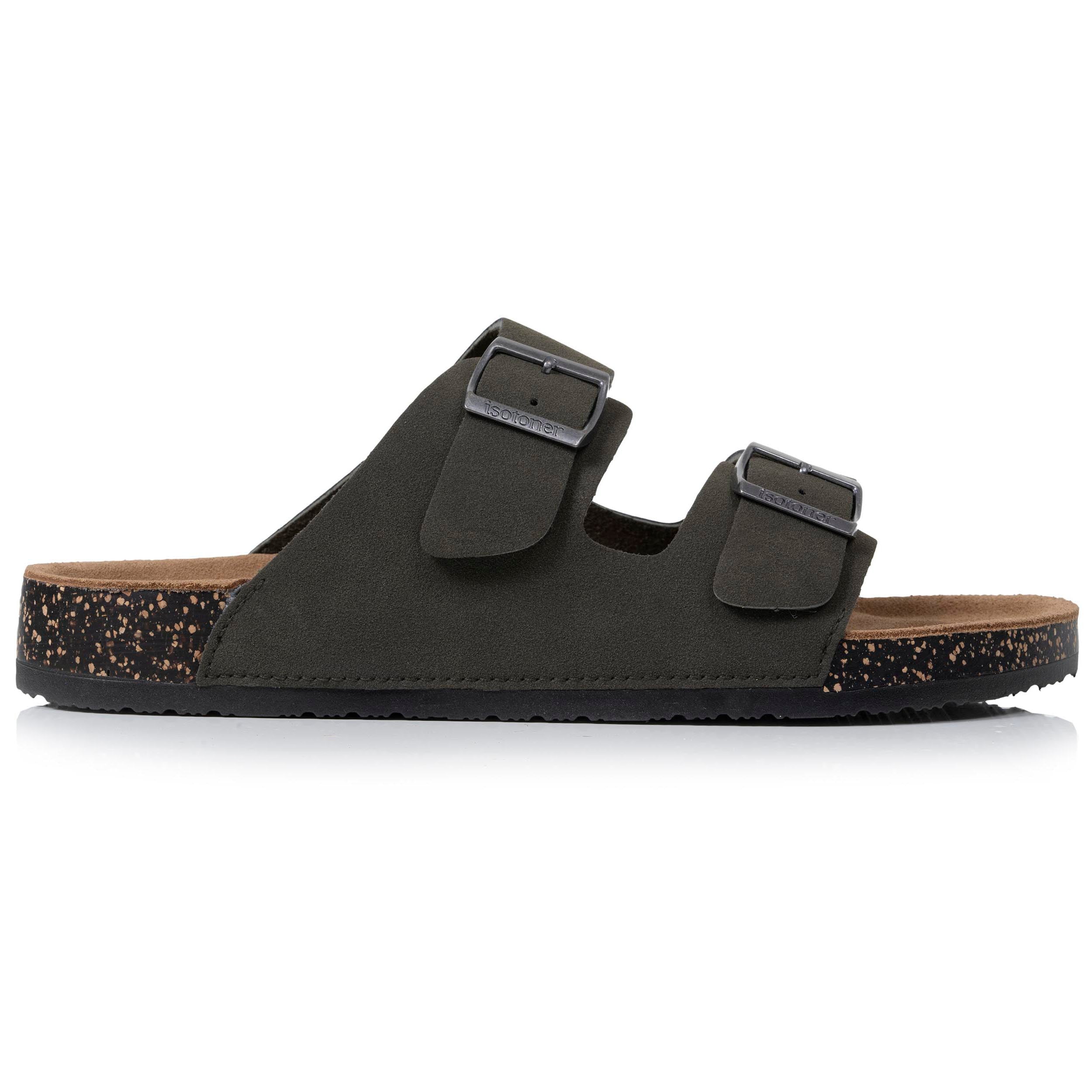isotoner-mules-sandales-homme-double-bride-kaki-everywear image 8