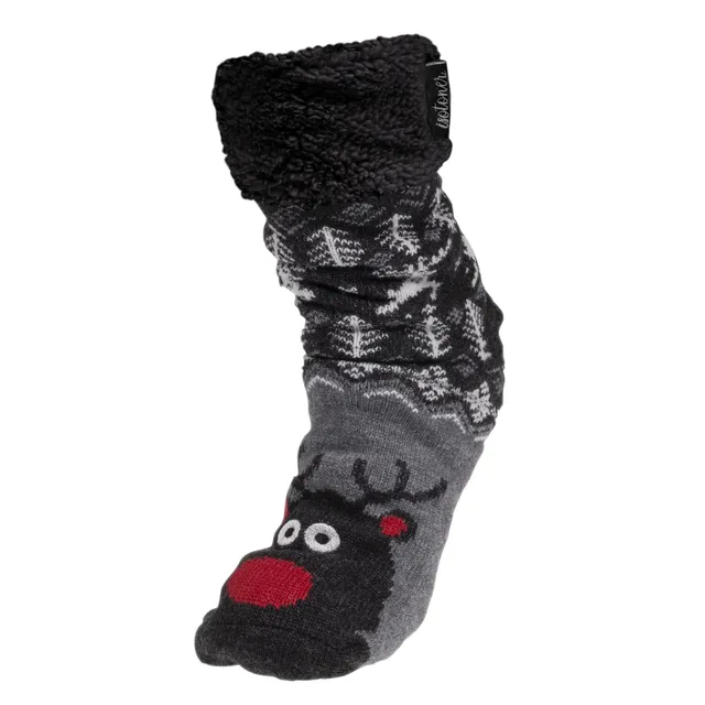 isotoner-chaussettes-fourr-es-homme-gris-no-l-renne image 1
