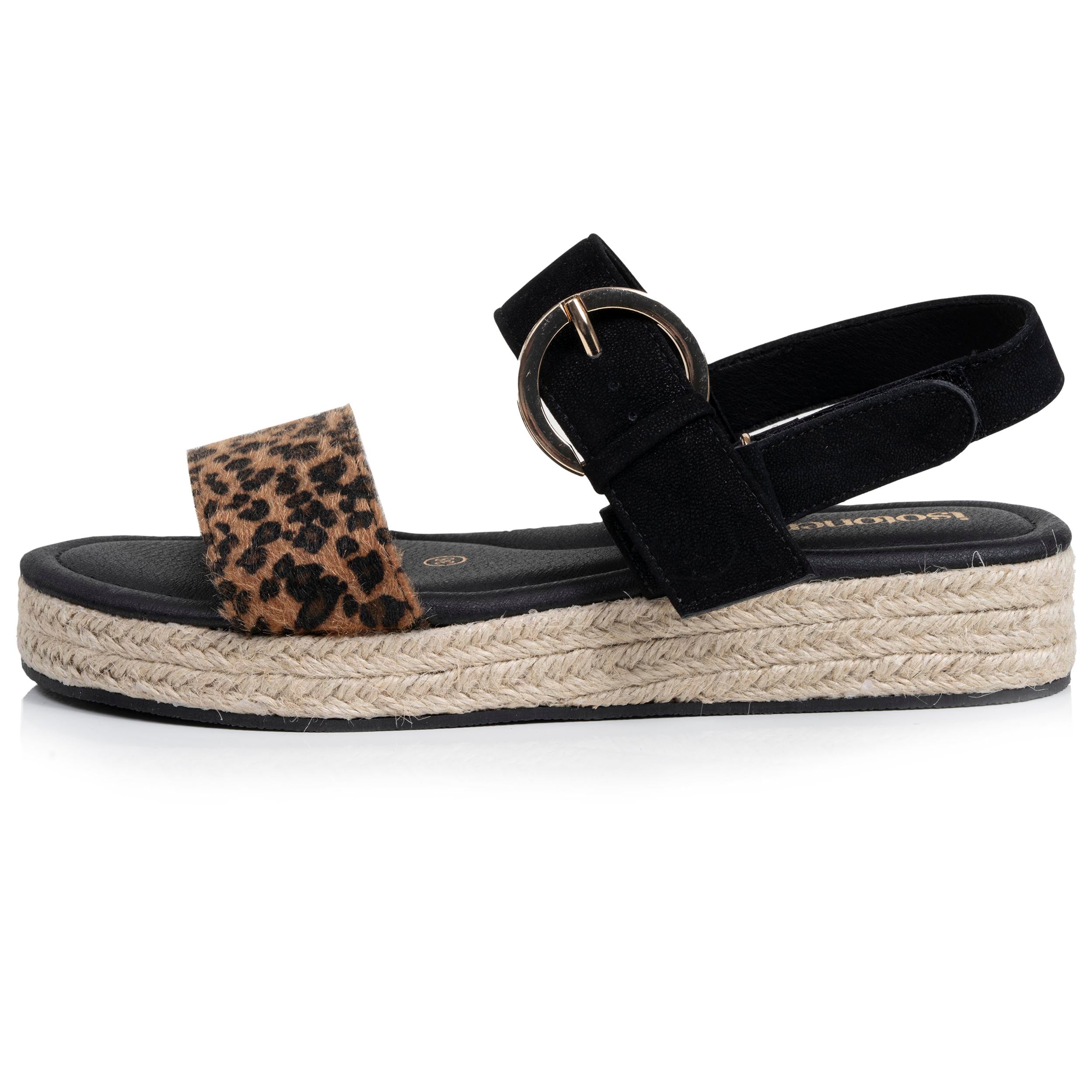 isotoner-sandales-femme-corde-tress-e-noir-l-opard image 4