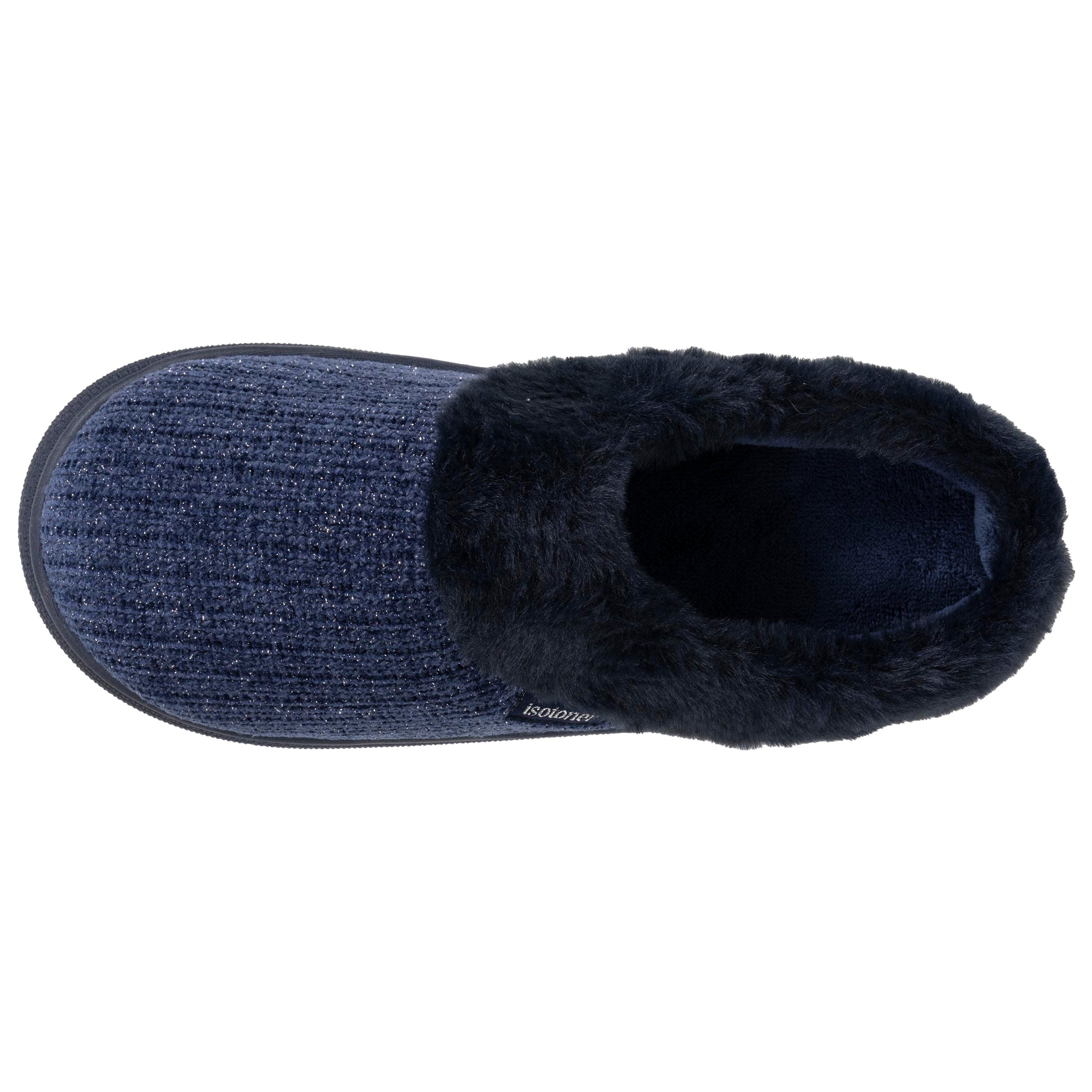 isotoner-chaussons-mules-femme-bloup-marine-lurex image 2