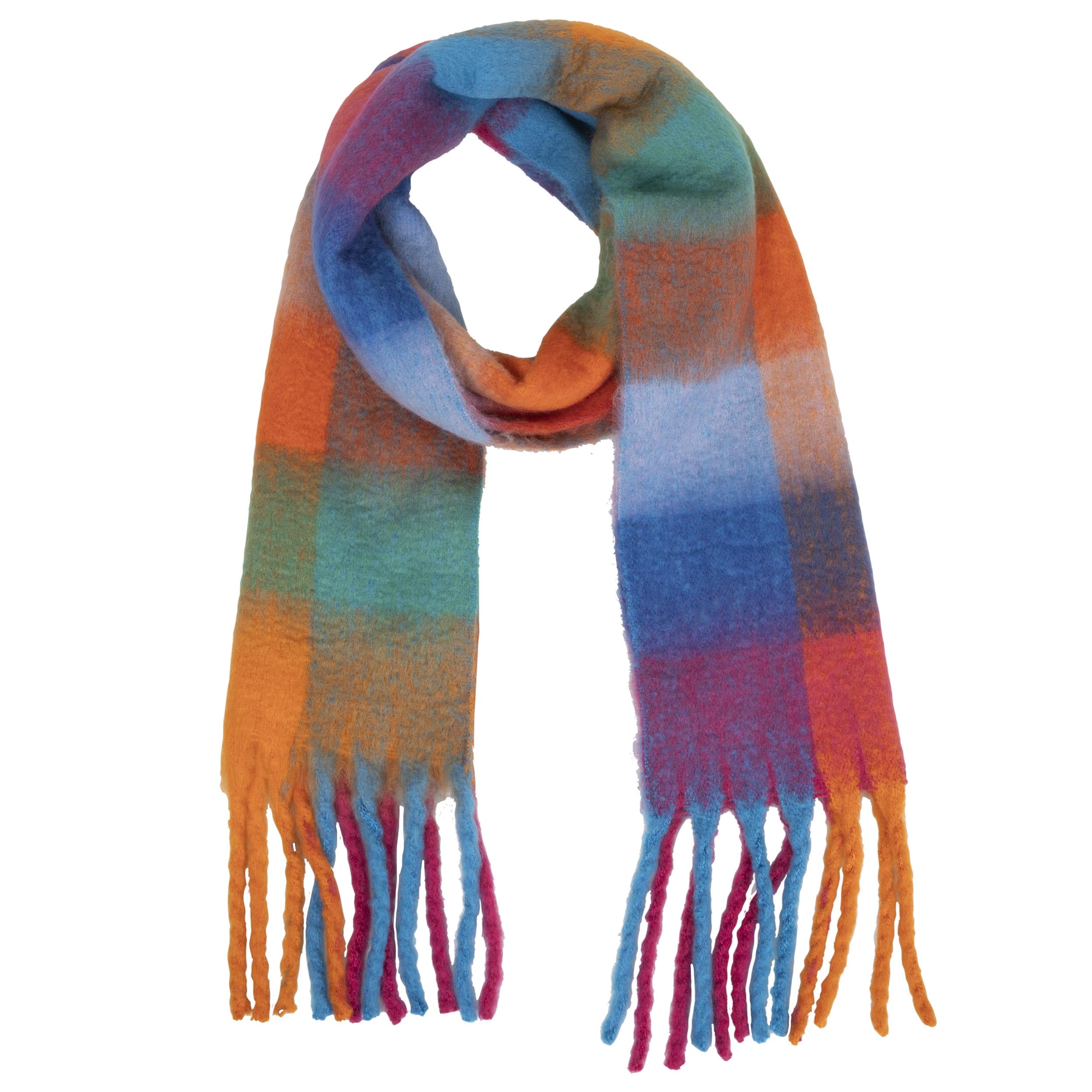 isotoner-echarpe-plaid-femme-avec-franges-multicolore-200x60-cm image 1