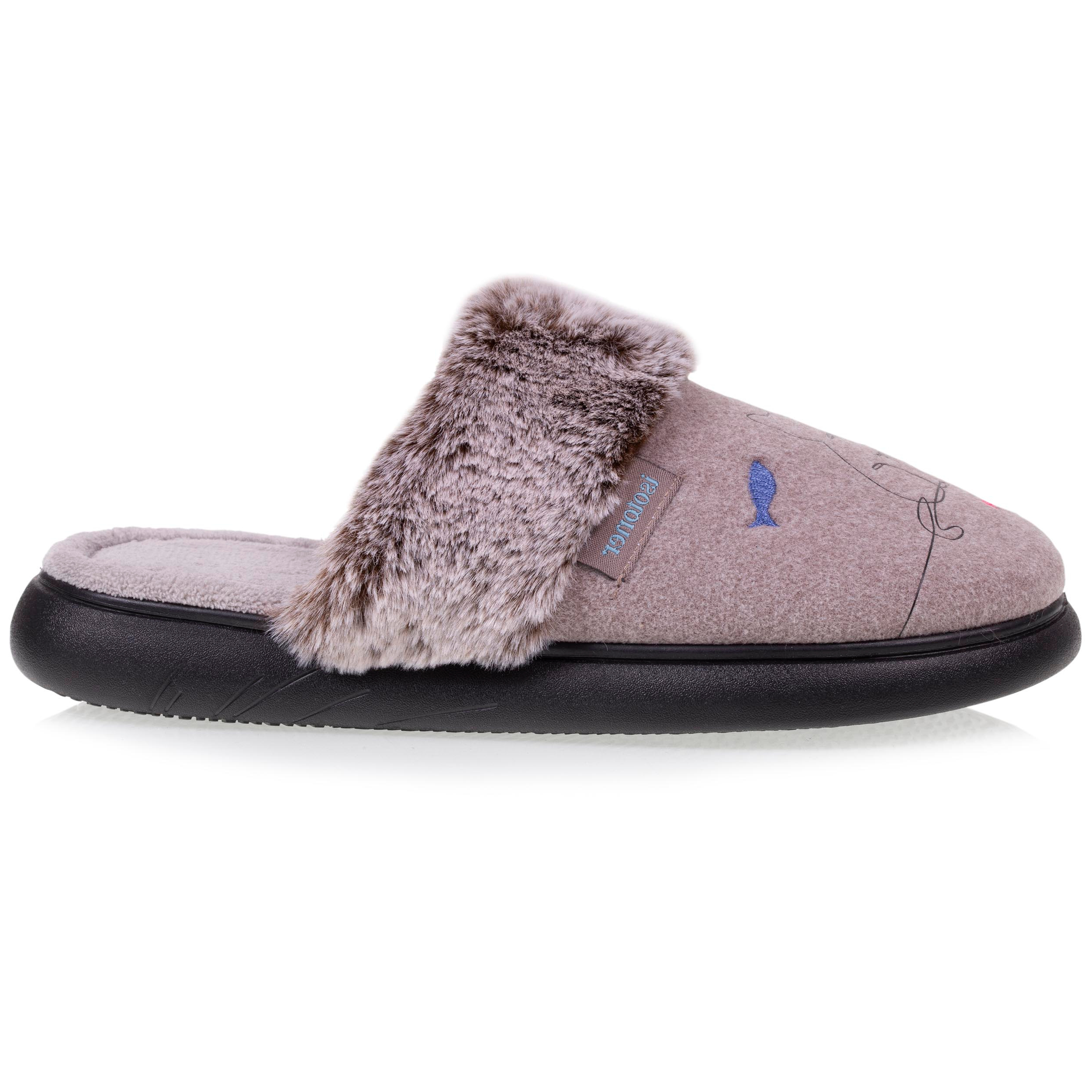 isotoner-chaussons-mules-femme-chat-taupe image 8