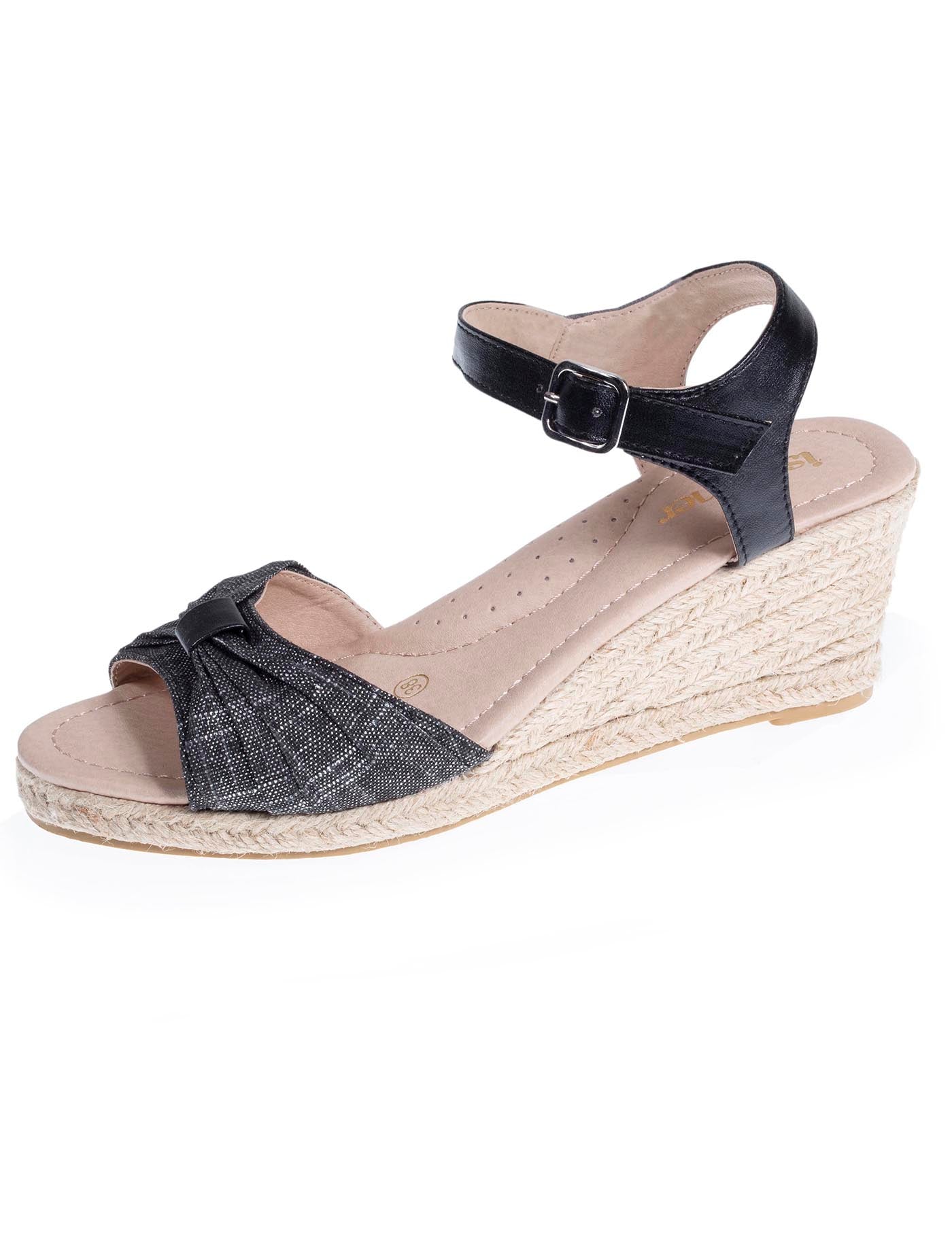 isotoner-espadrilles-femme-ouverte-talon-corde-6-cm-noir image 6
