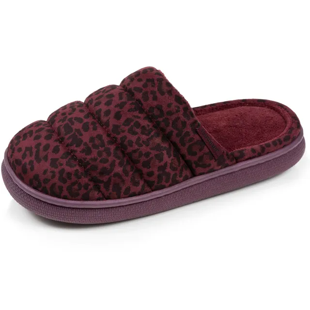isotoner-chaussons-mules-femme-bloup-l-opard-bordeaux image 1