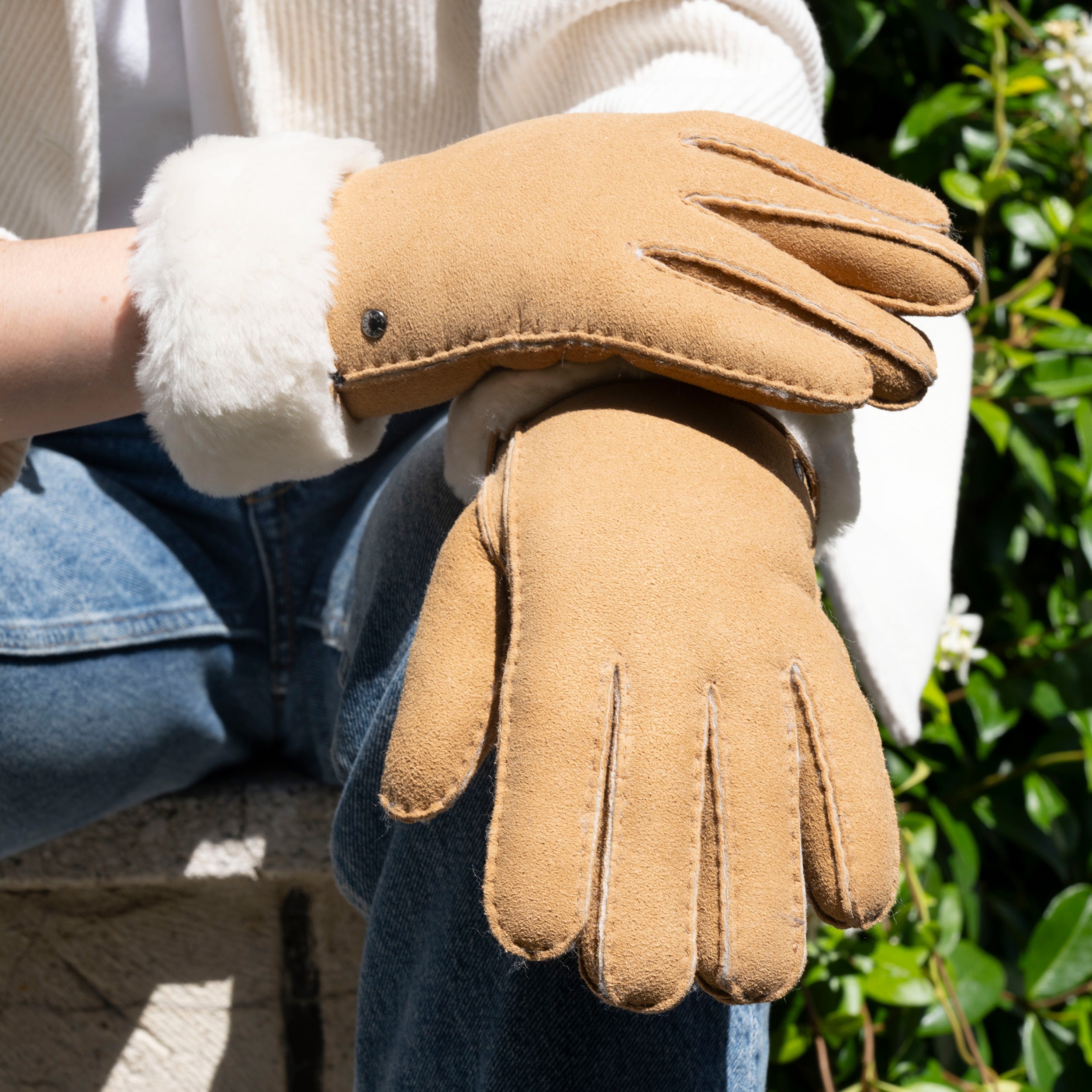 isotoner-gants-femme-cuir-chaud-caramel-doubl-s-laine image 2