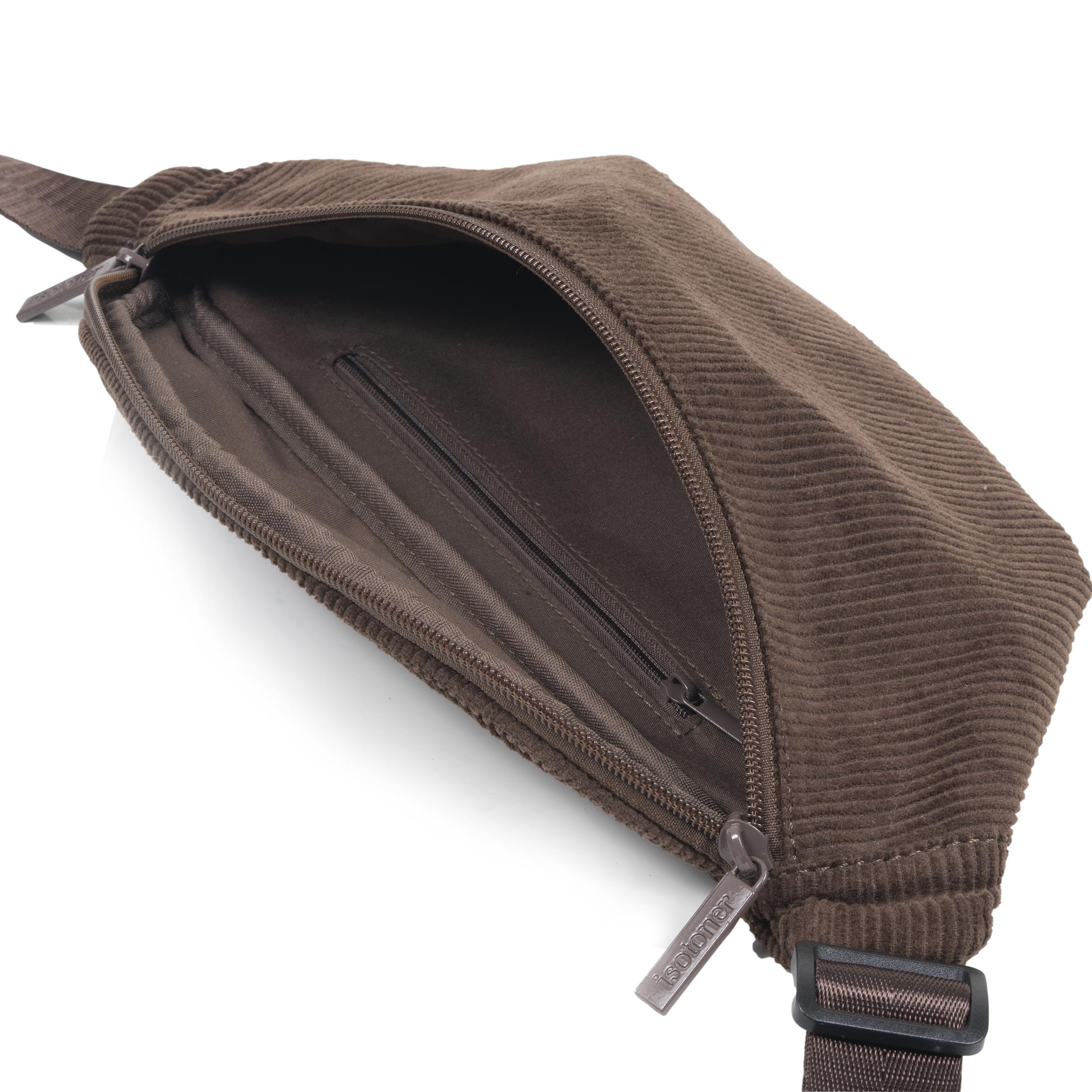 isotoner-sac-banane-mixte-velours-c-tel-marron image 2