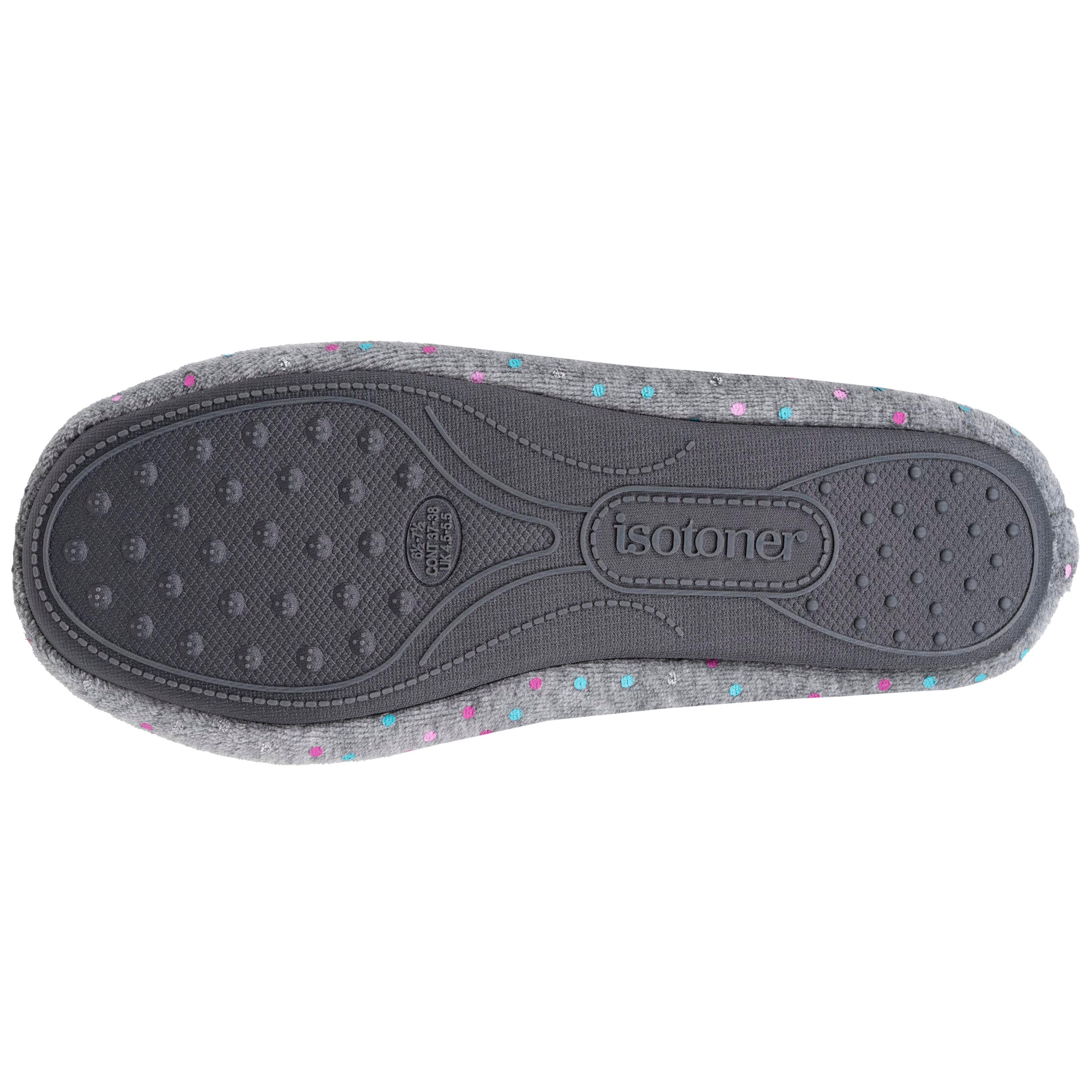 isotoner-chaussons-ballerines-femme-pois-gris-m-moire-de-forme image 5
