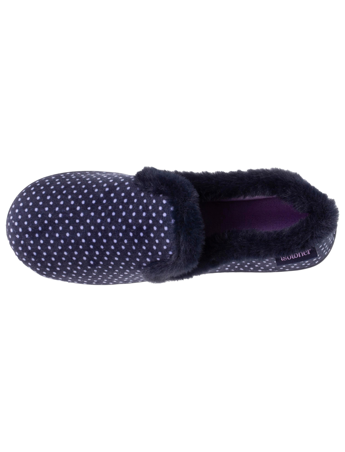 isotoner-chaussons-charentaises-femme-pois-marine-velours image 7