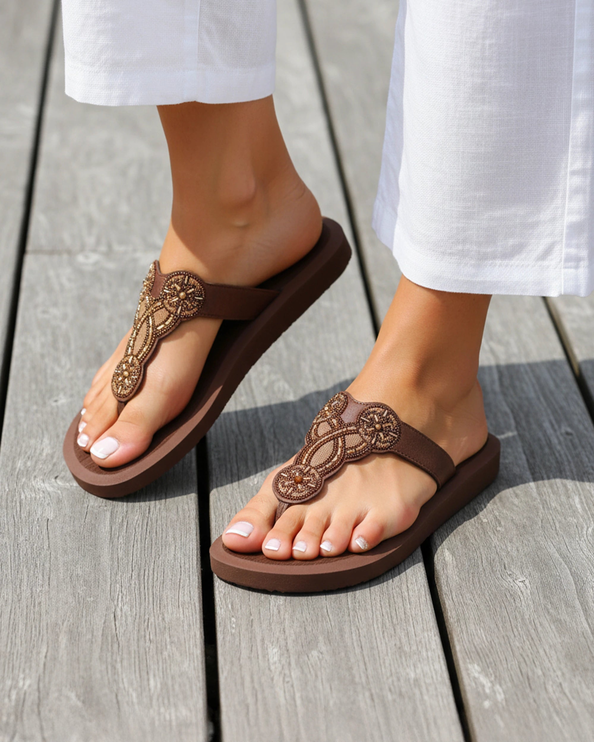 isotoner-tongs-femme-yoga-sophistiqu-e-marron-confort image 2