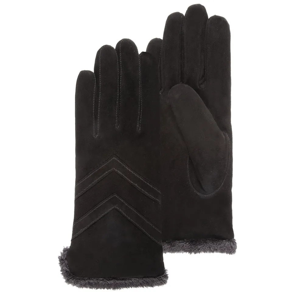 isotoner-gants-femme-tactiles-cuir-velours-noir-smartouch image 1