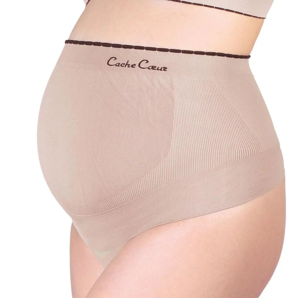 cache-c-ur-illusion-ceinture-de-maintien-de-grossesse-beige image 3