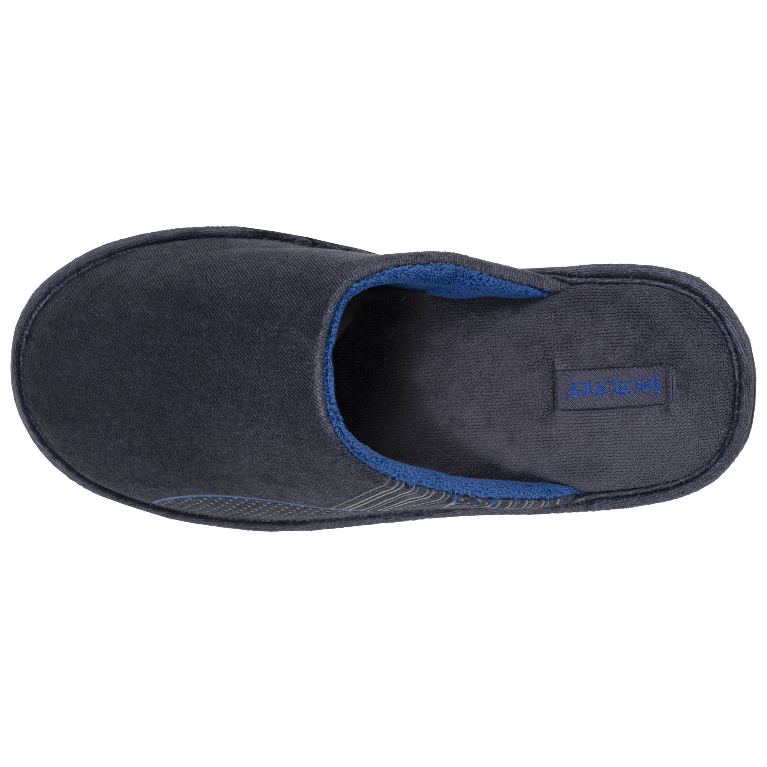 isotoner-chaussons-mules-plates-homme-bleu-denim image 2